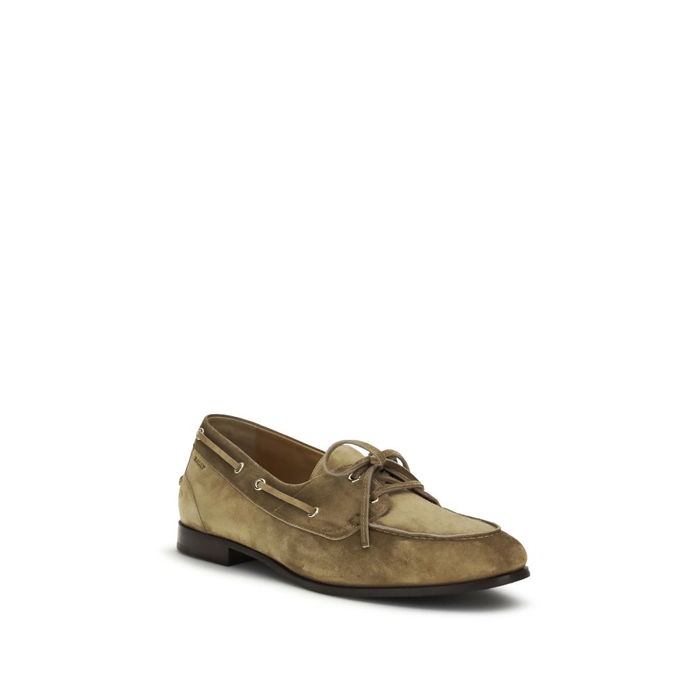 Bally Beige Buffalo Leather Slip-On Loafers
