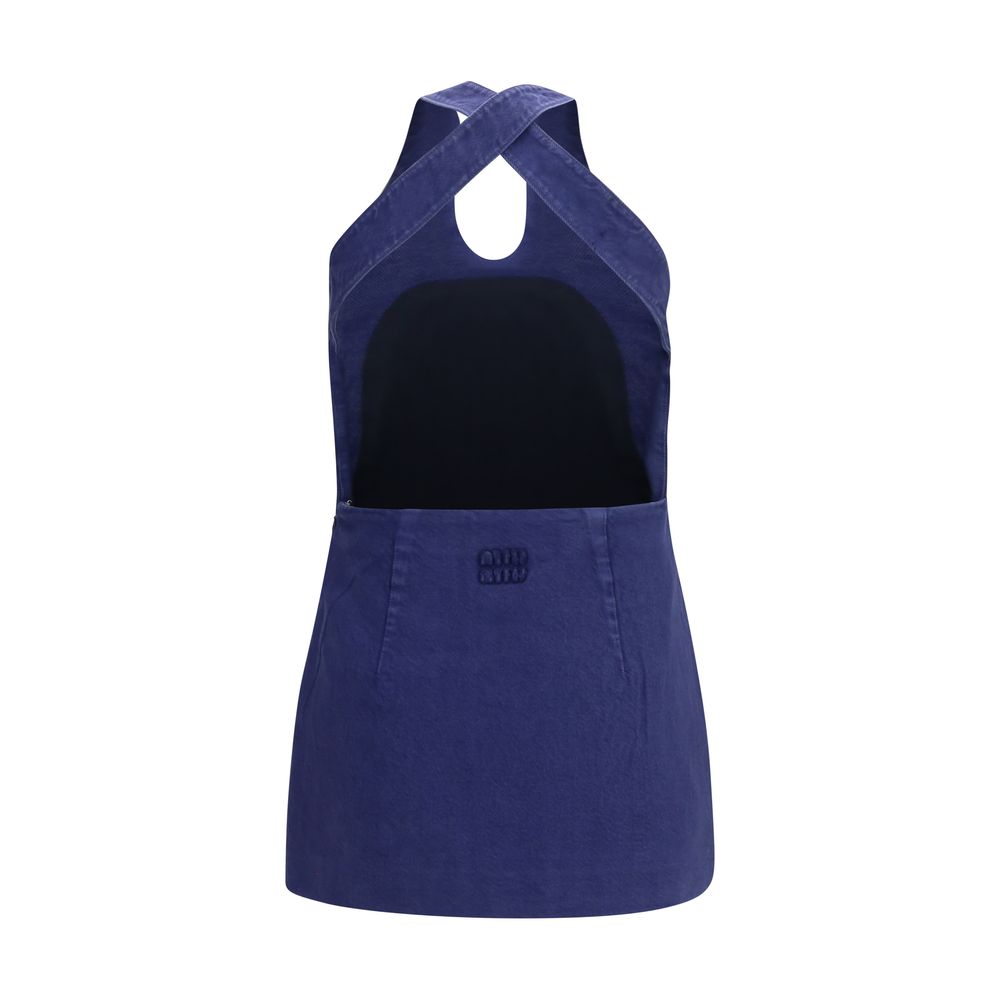Miu Miu Blue Cotton Casual Dress