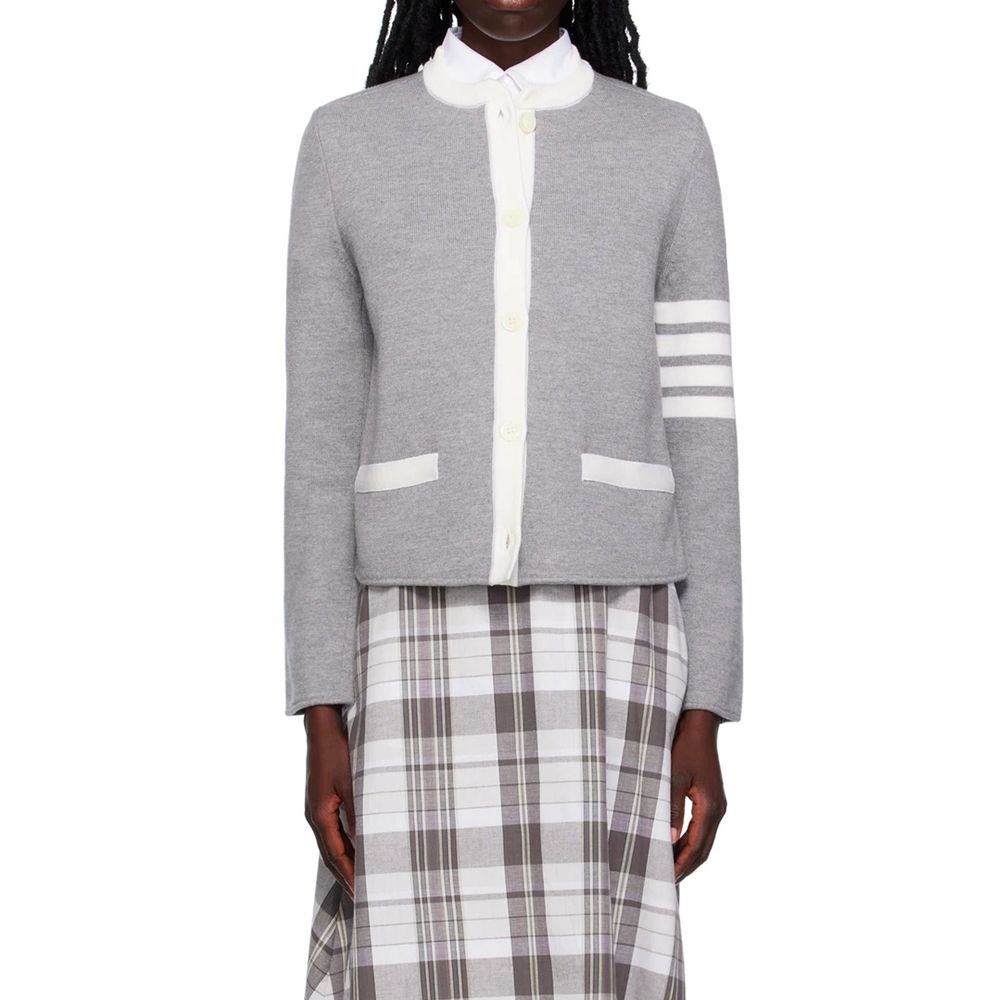Thom Browne Gray Wool Cardigan