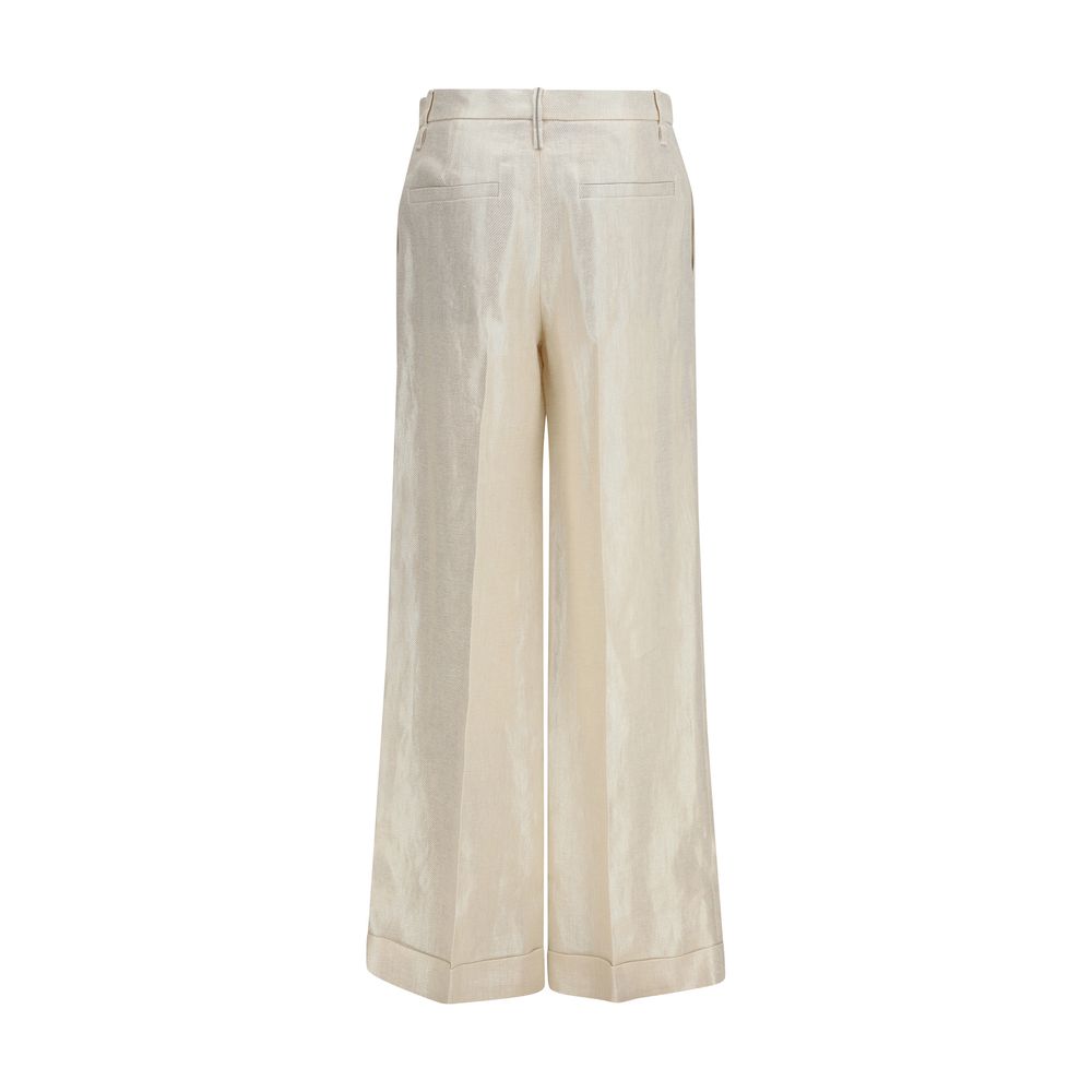 Brunello Cucinelli Beige Silk Casual Pants