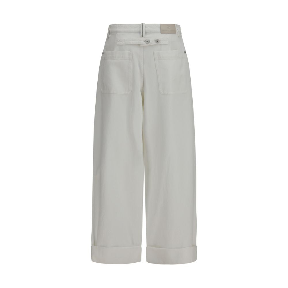 Brunello Cucinelli White Cotton Casual Pants