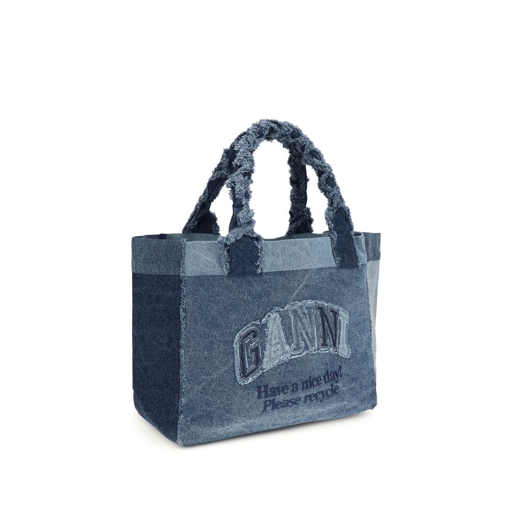 Ganni Blue Cotton Shoulder Bag