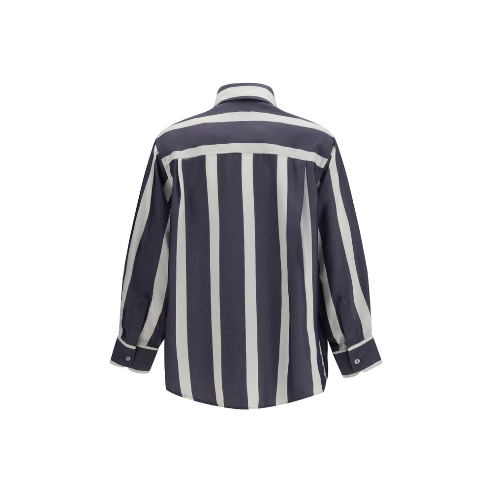 Cruna Blue Viscose Pattern Shirt