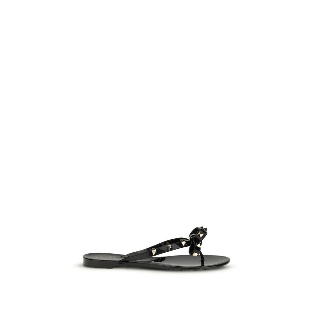 Valentino Garavani Black Cotton Flip-Flop Sandals