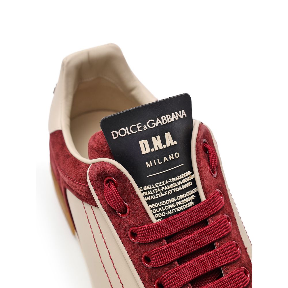 Dolce & Gabbana Bordeaux Leather Low Top Sneakers