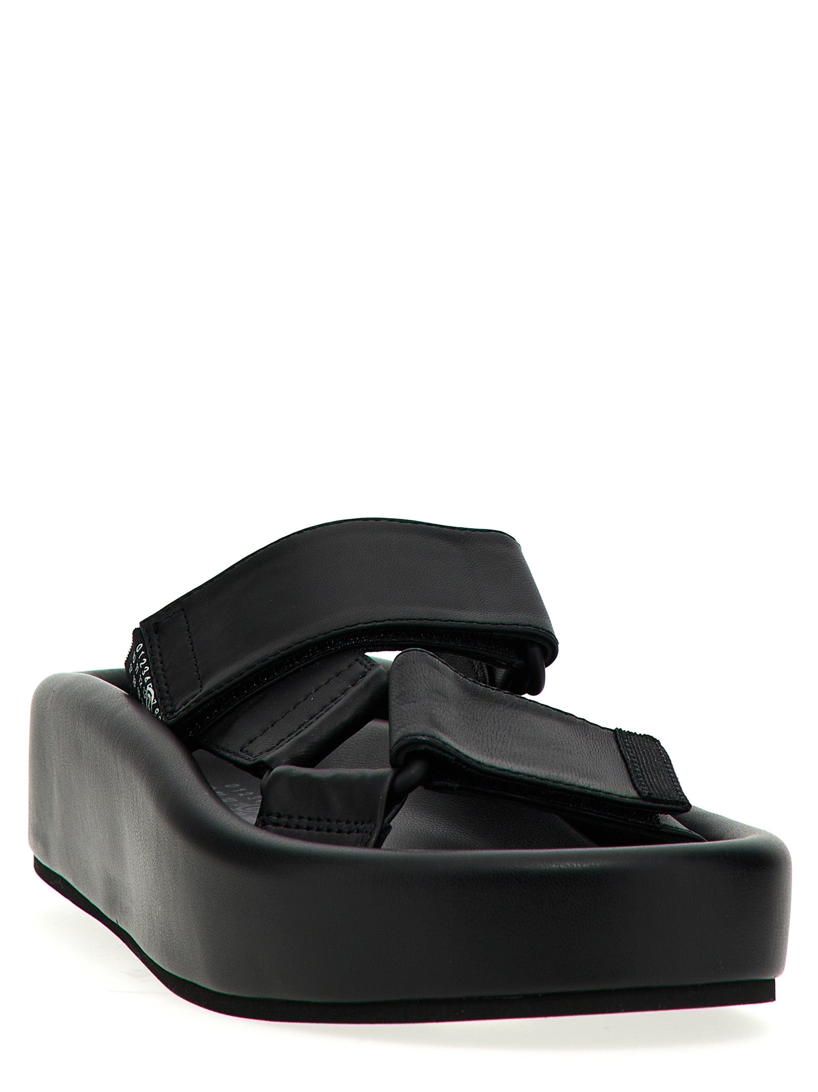 MM6 Maison Margiela Black Leather Slides