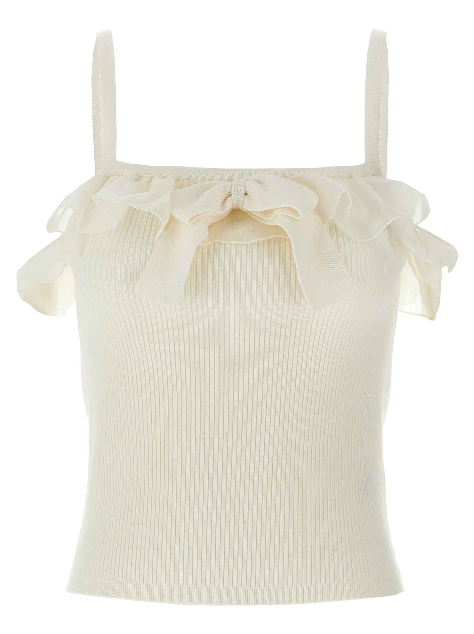 Alessandra Rich White Wool Sleeveles T-Shirt