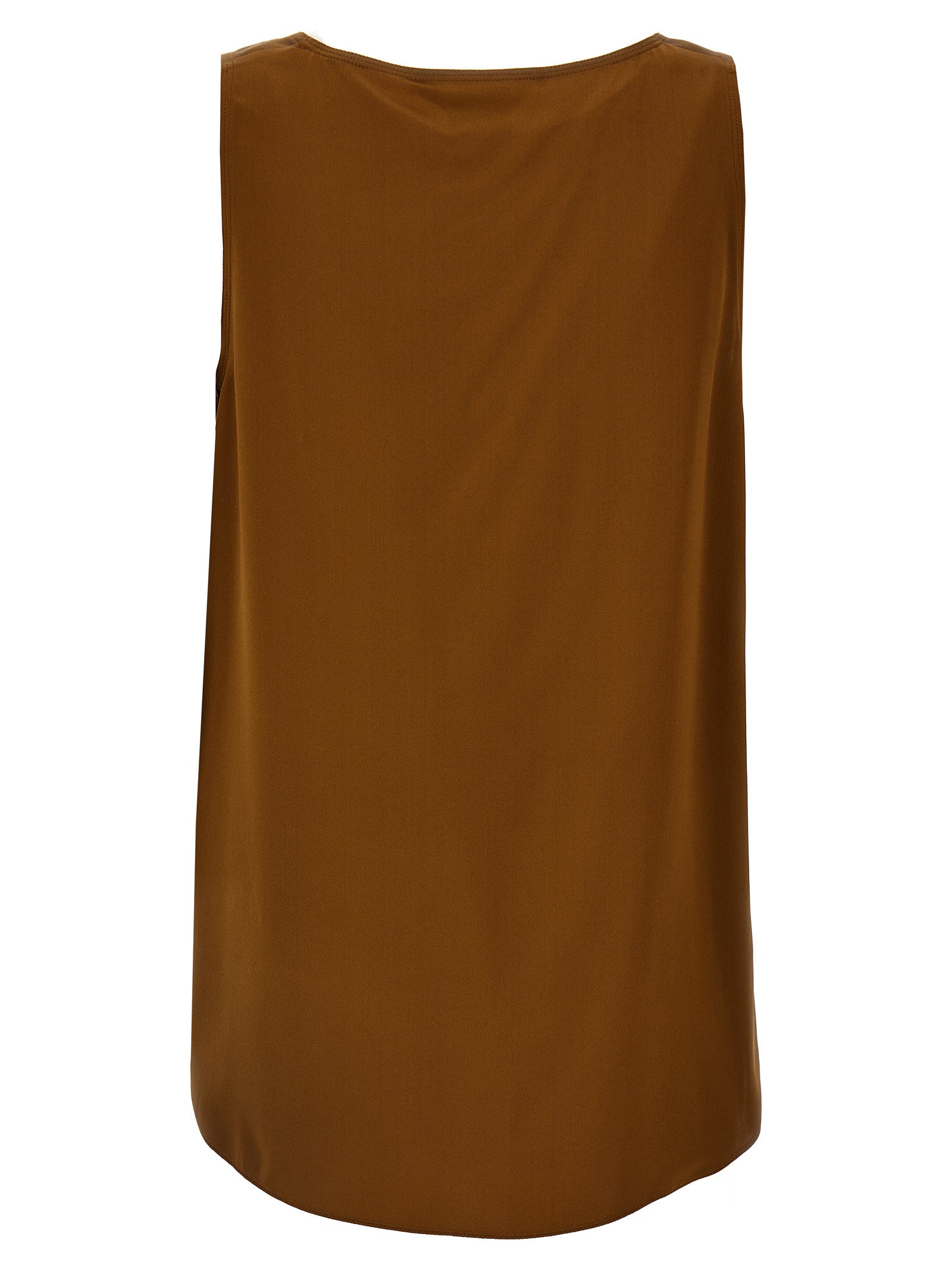 Max Mara Brown Silk Sleeveles T-Shirt