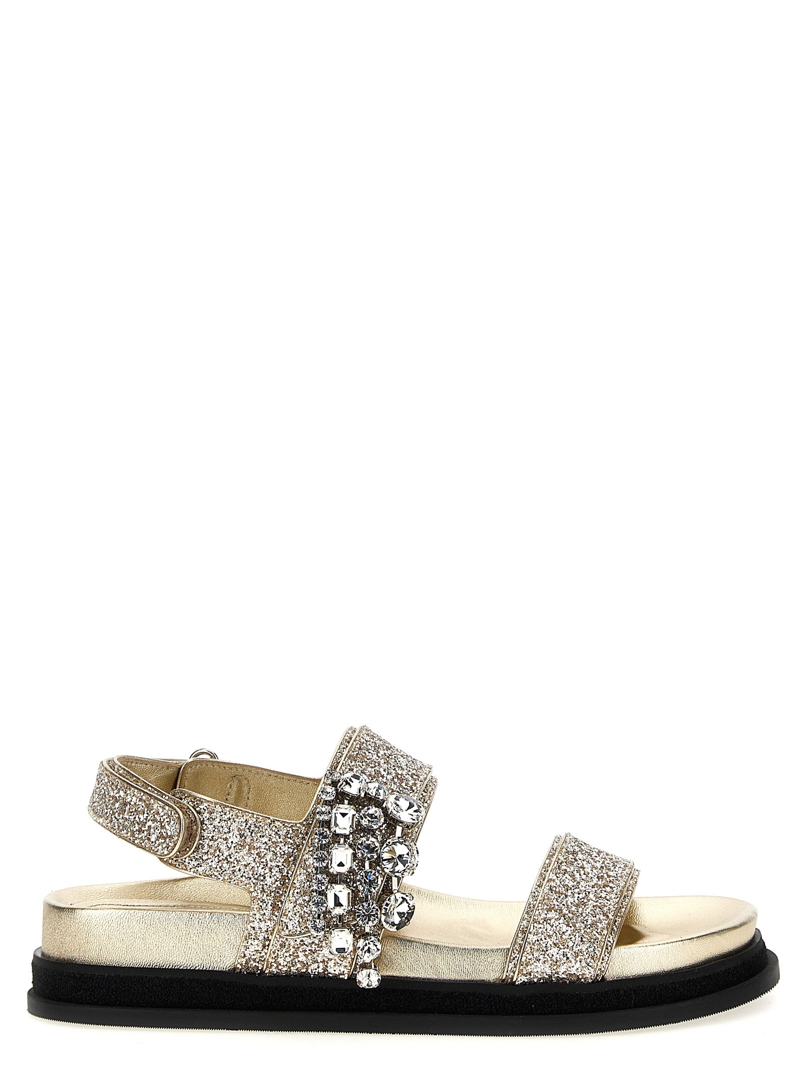 Jimmy Choo Gold Textile Flat Sandals
