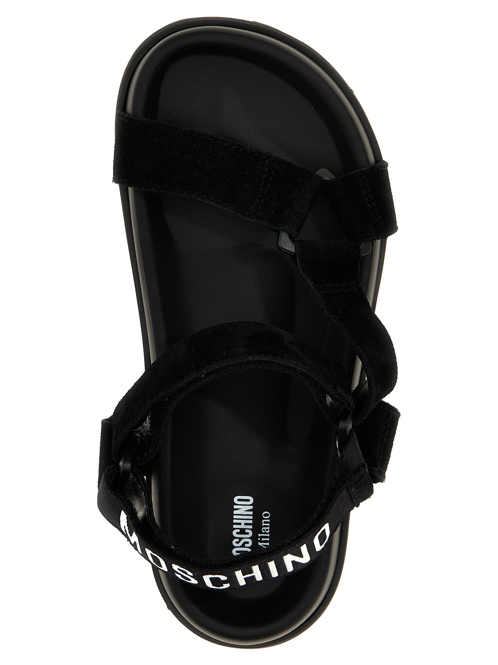 Moschino Black Calfskin Flat Sandals
