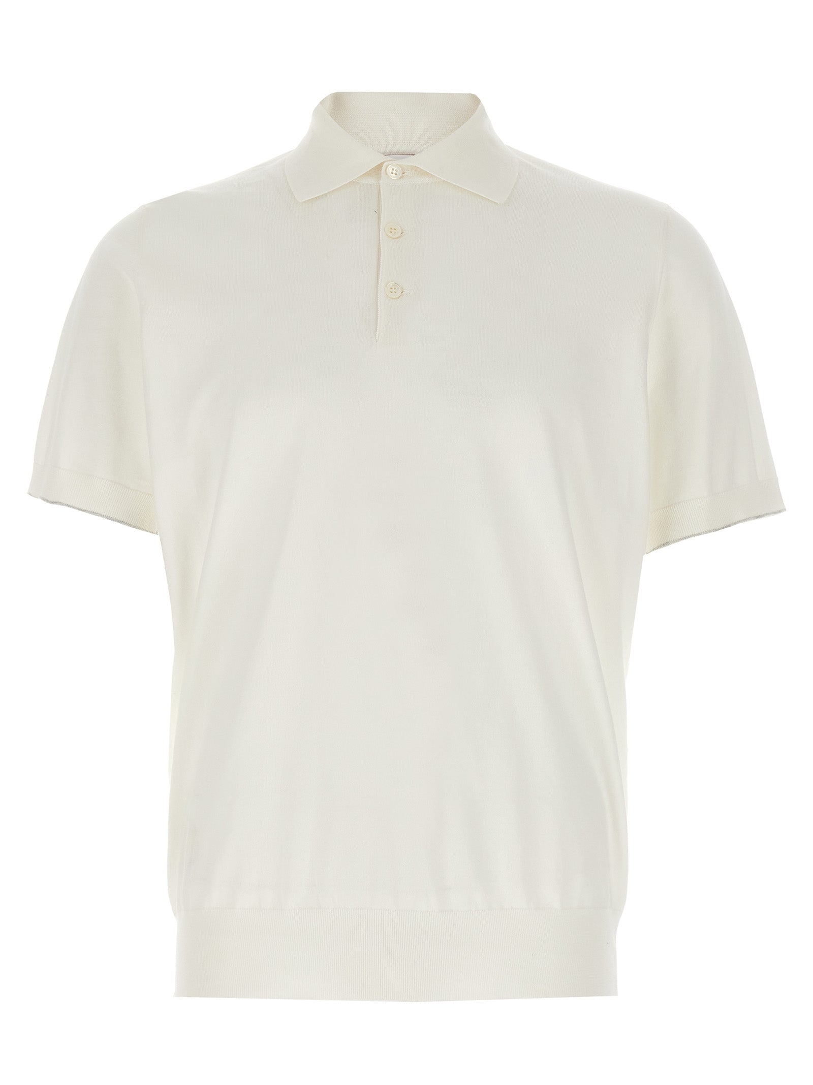 Brunello Cucinelli White Cotton Polo Shirt