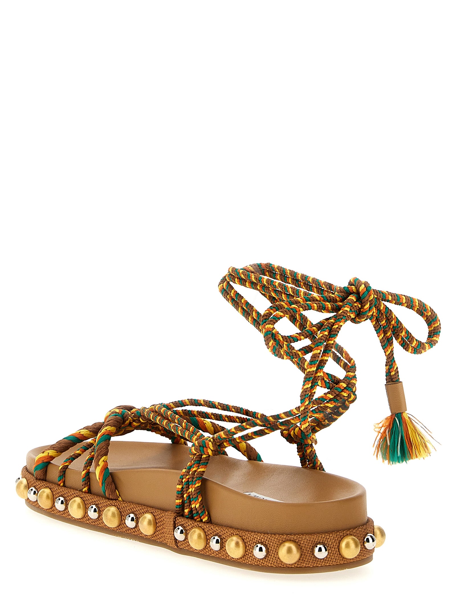 Aquazzura Multicolor Jute Flat Sandals