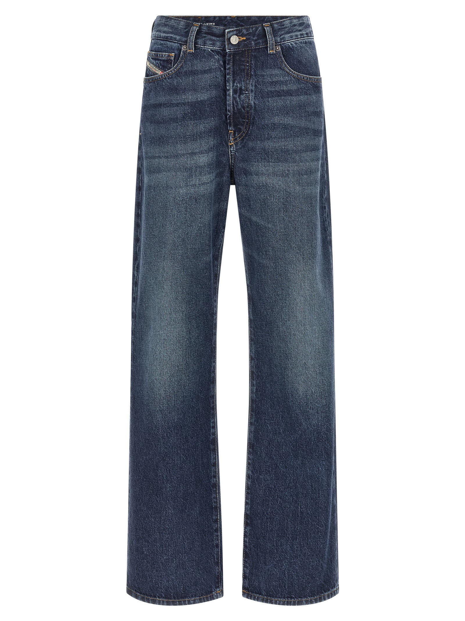 Diesel Blue Cotton Straight-Leg Jeans