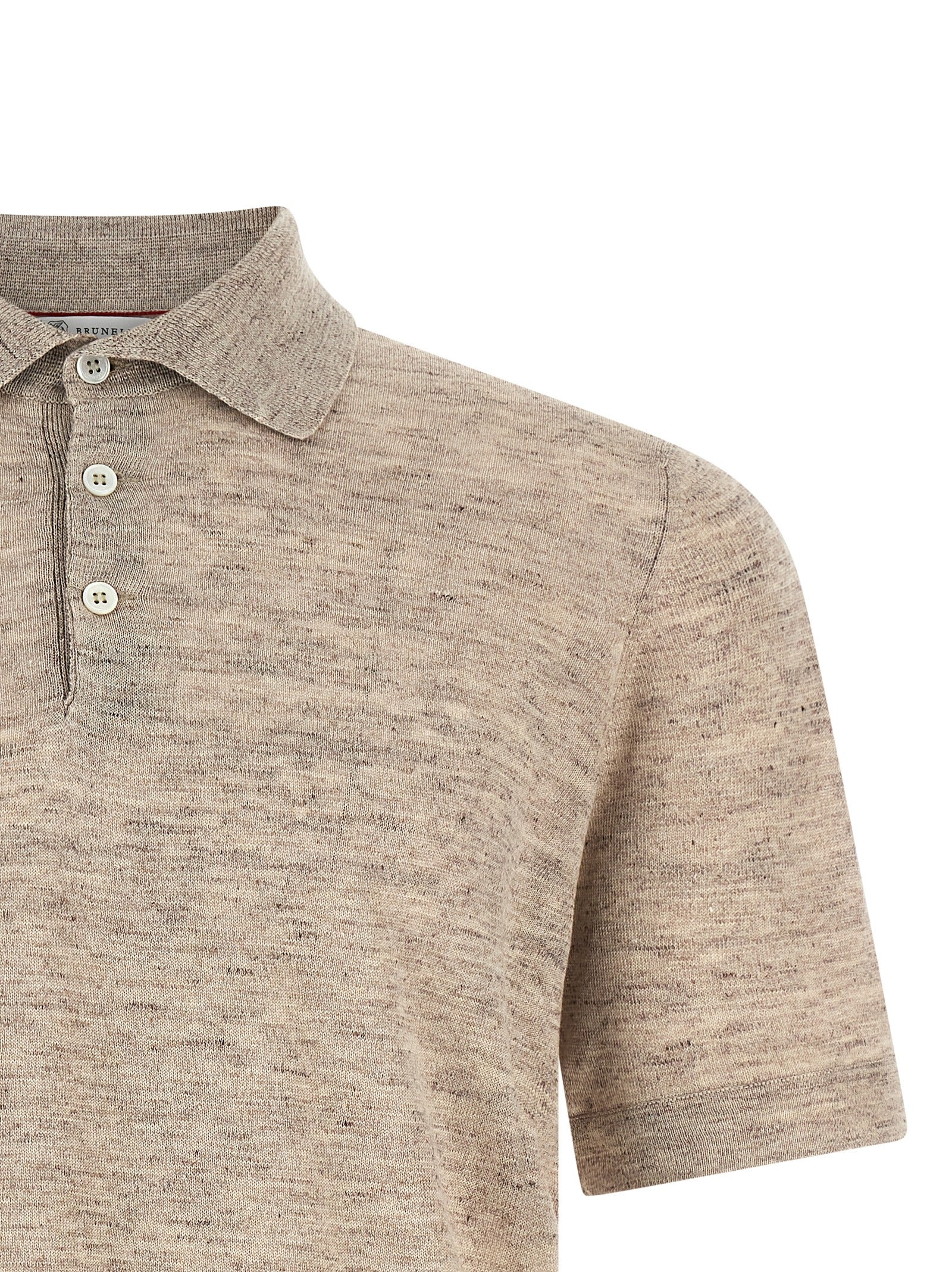 Brunello Cucinelli Beige Linen Polo Shirt
