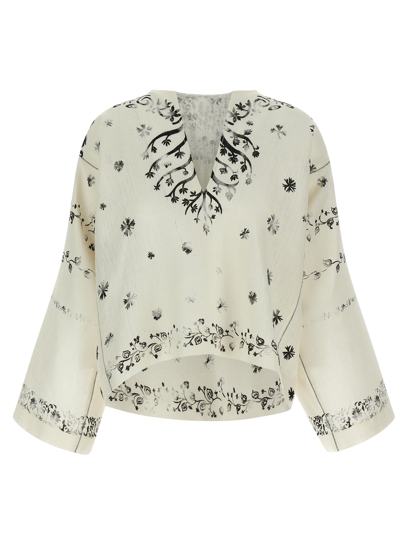 Alberta Ferretti Bicolor Linen Blouse