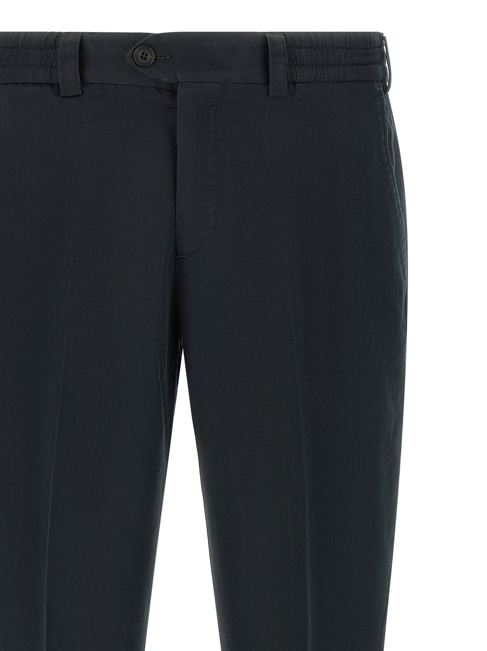 PT Torino Black Linen Casual Pants