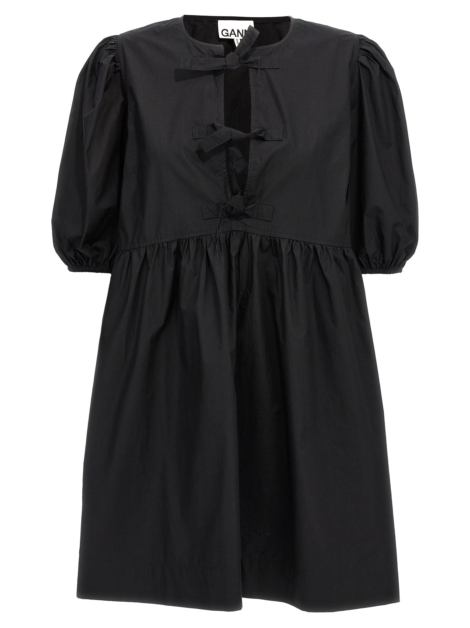 Ganni Black Cotton Short Dress