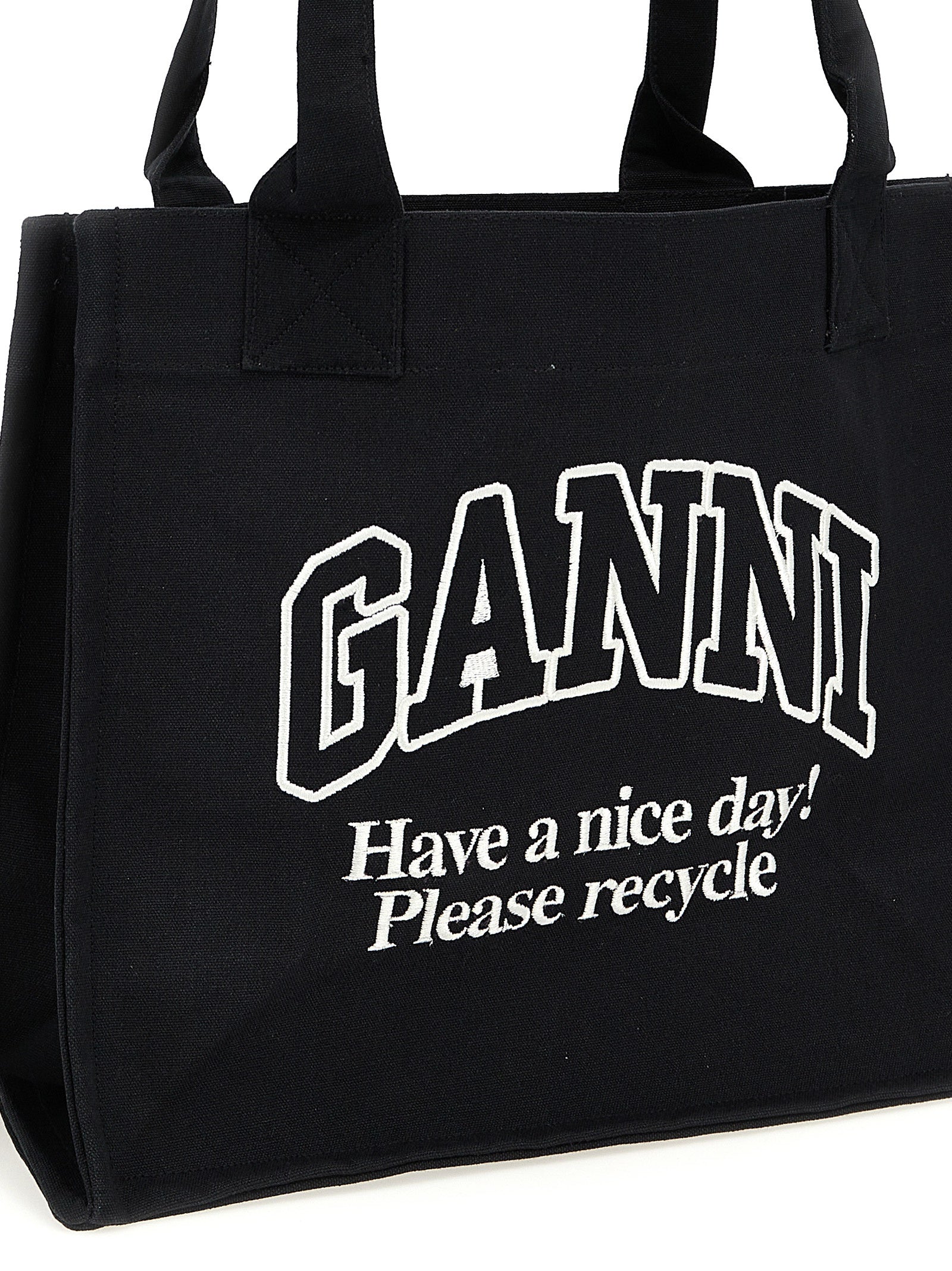Ganni Bicolor Recycled Cotton Tote Bag