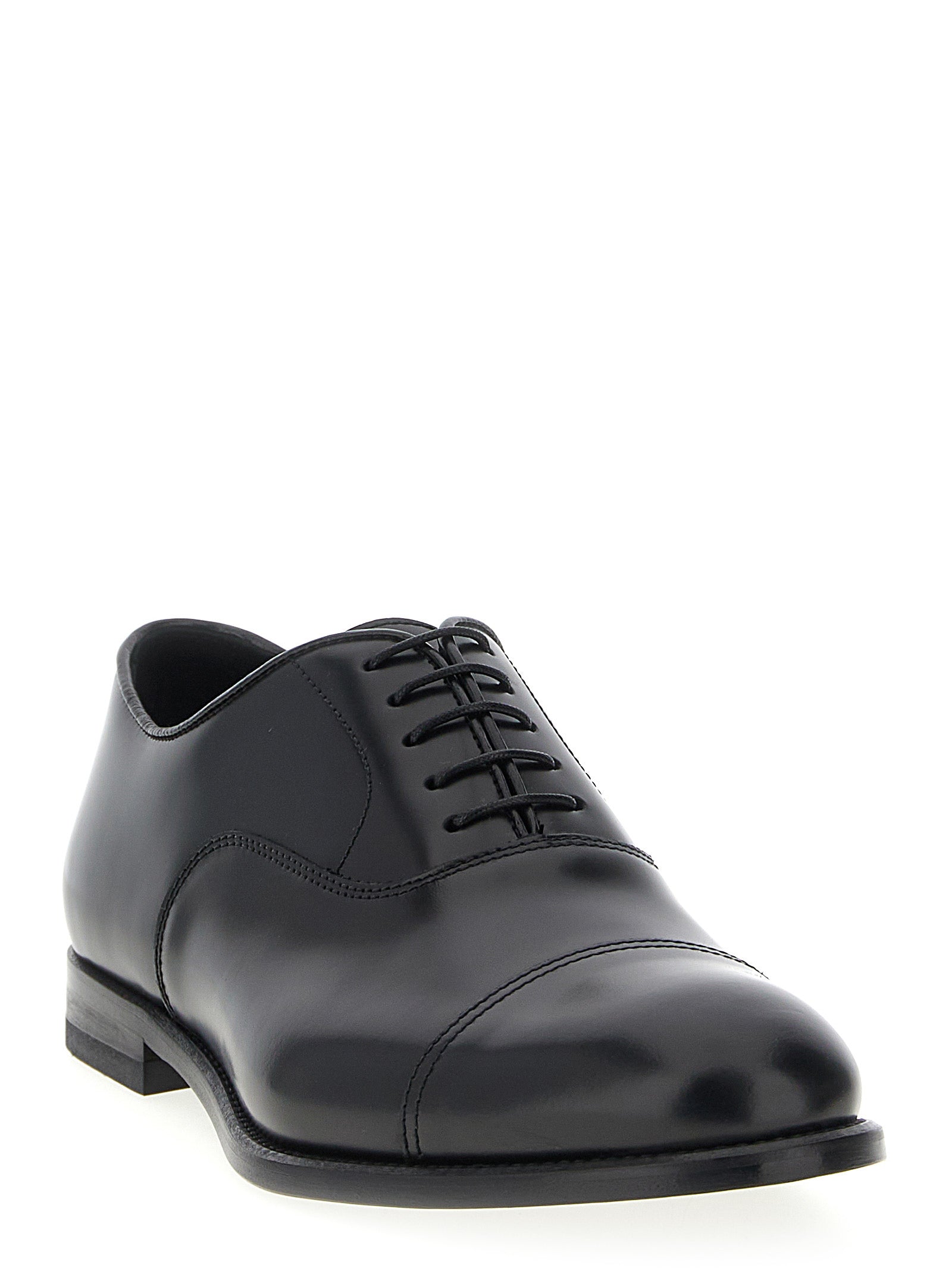 Doucal's Black Calfskin Oxfords And Derbies