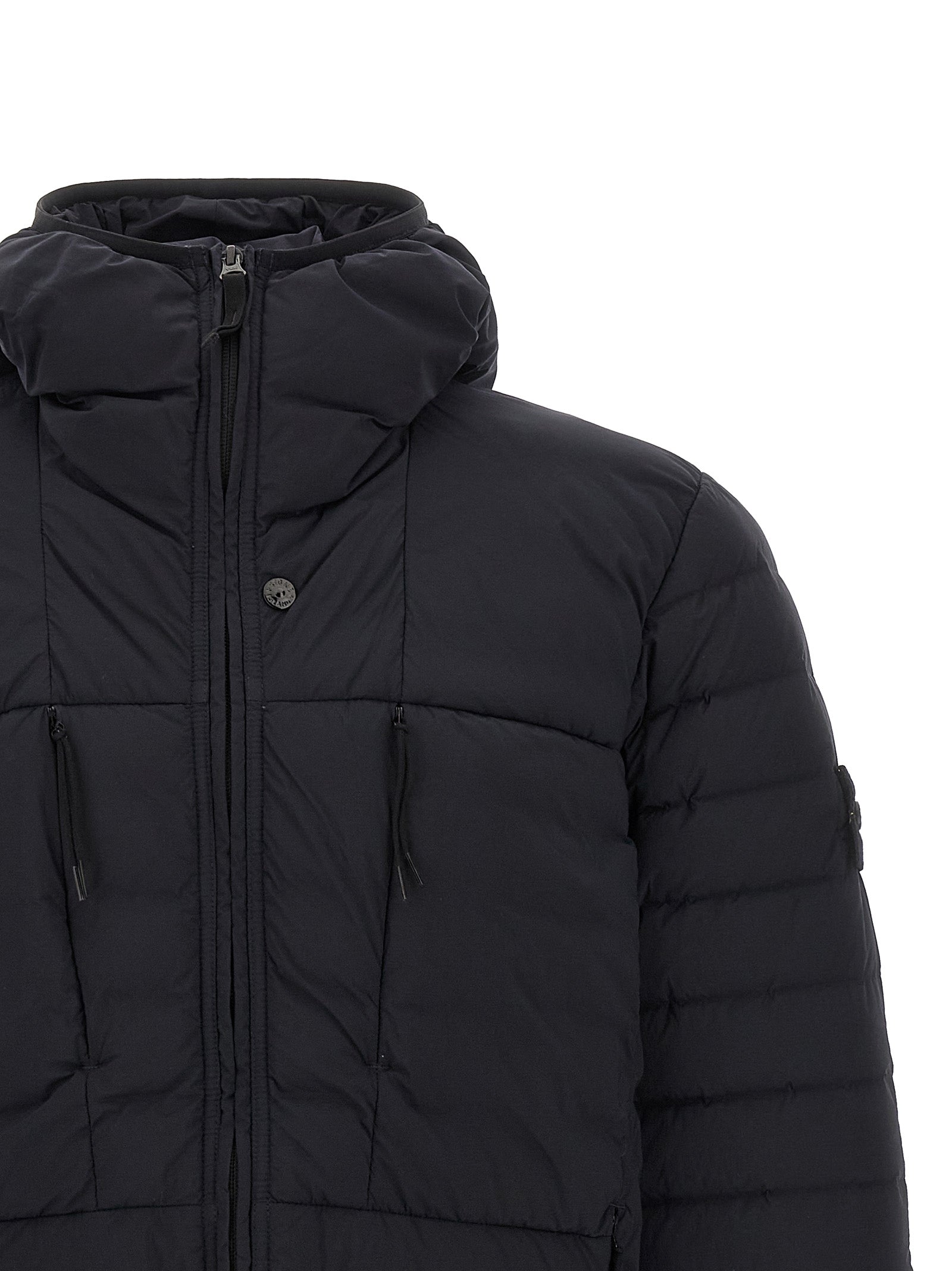 Stone Island Blue Polyamide Full-Length Jacket