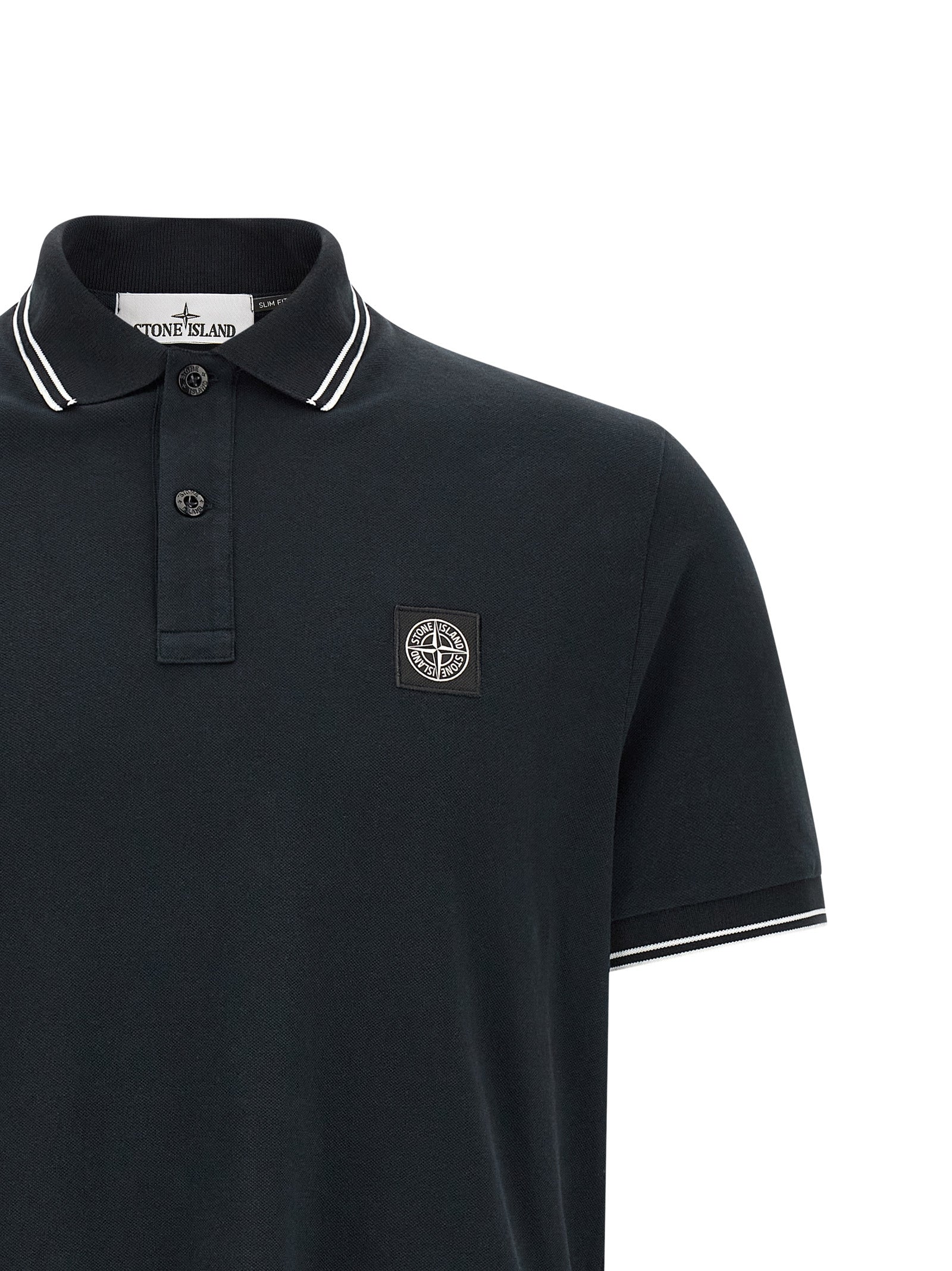 Stone Island Blue Cotton Polo Shirt