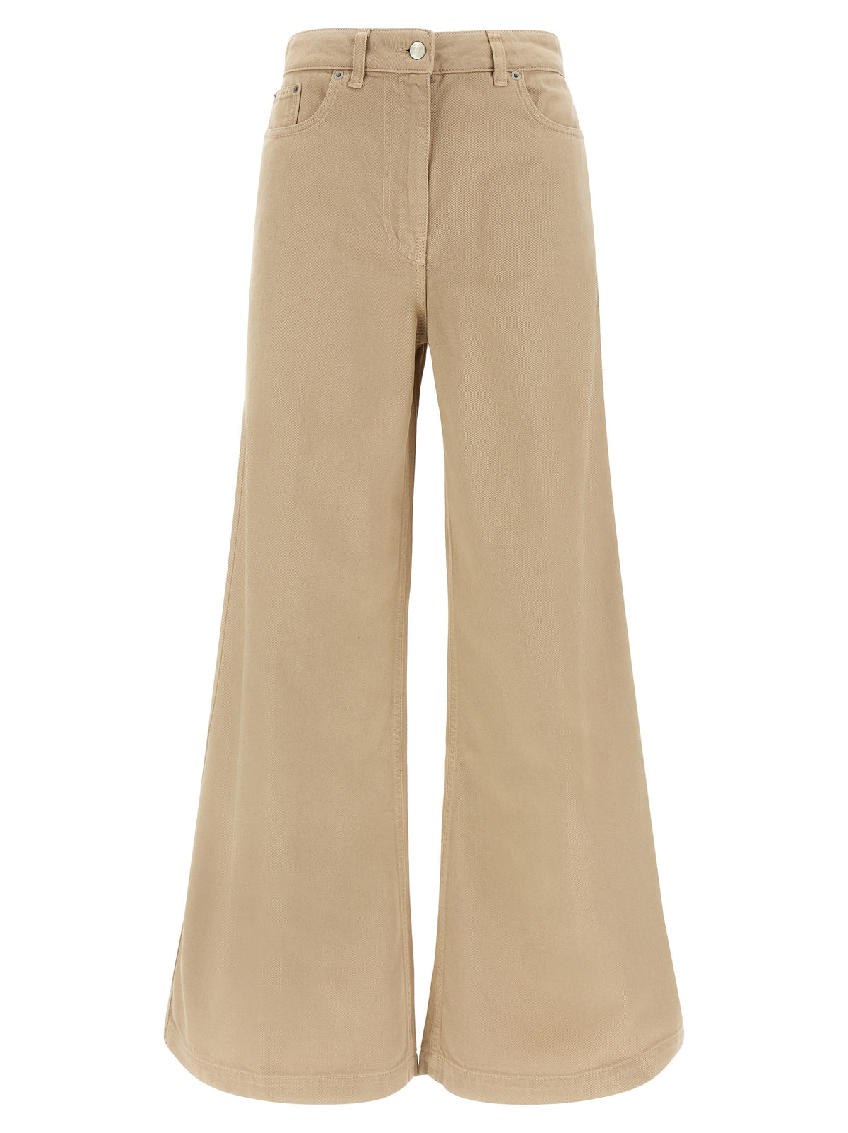 NUDE Beige Cotton Flared Pants