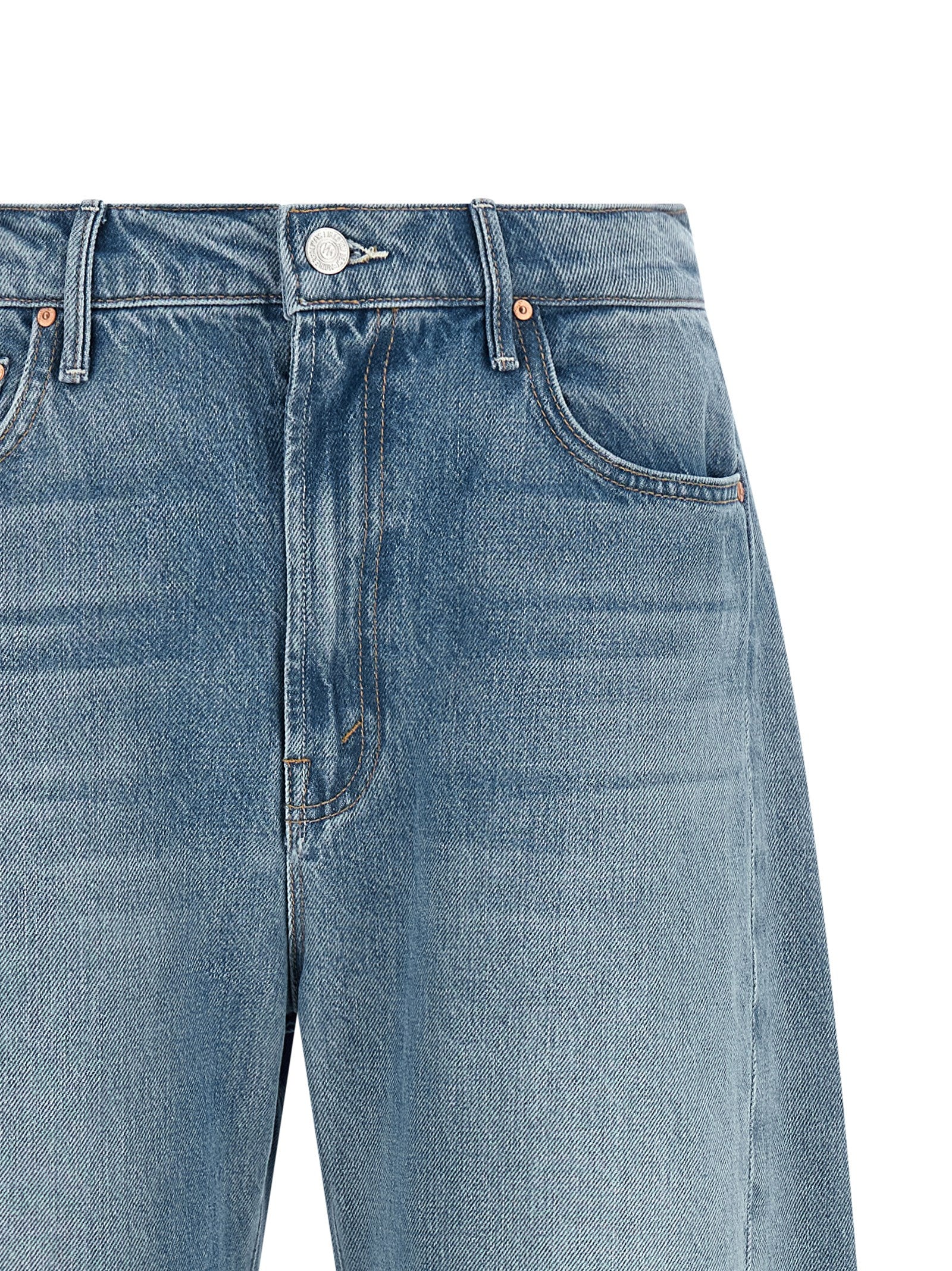 Mother Denim Blue Cotton Cropped Jeans