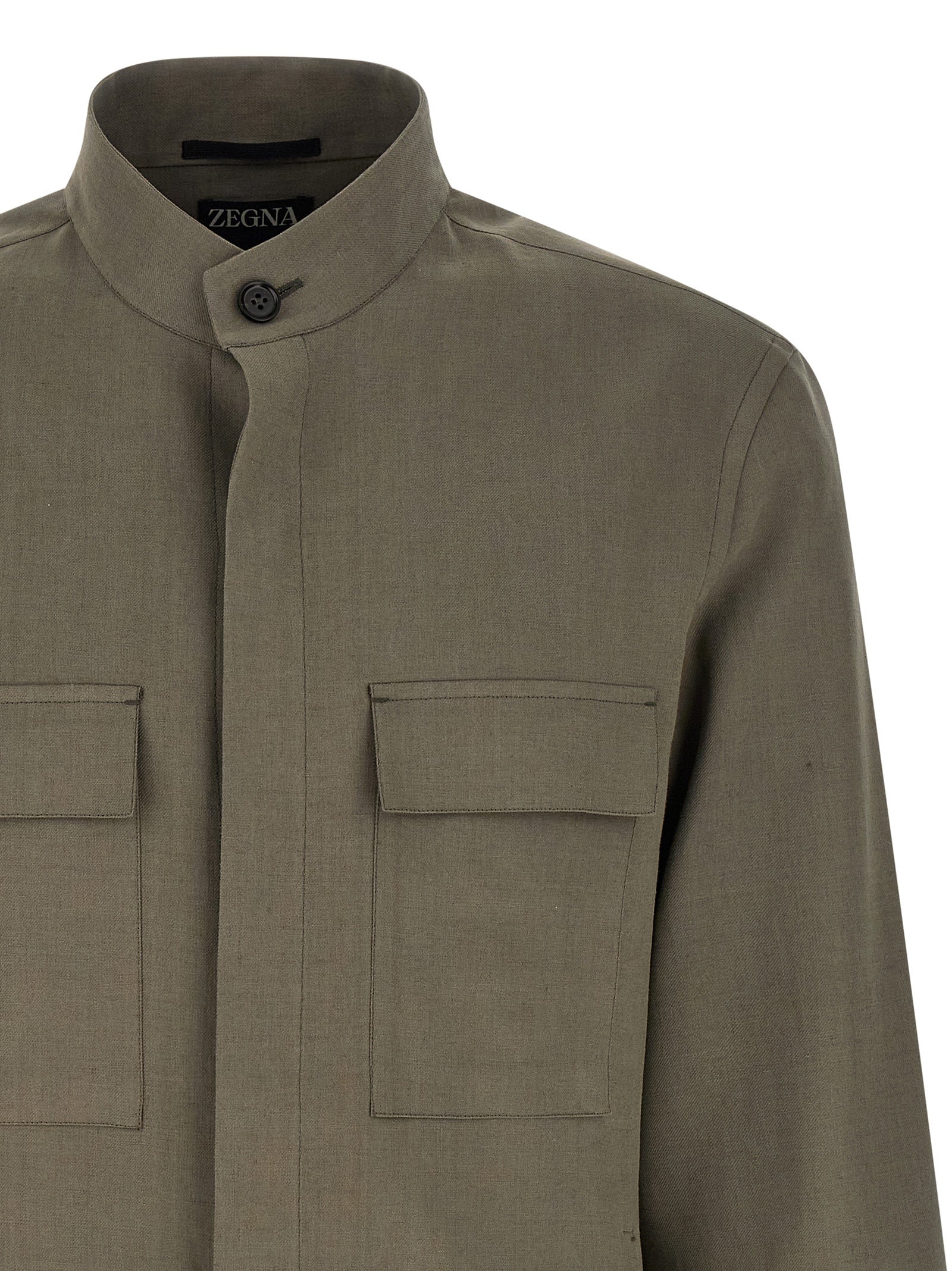 ZEGNA Gray Linen Blouse