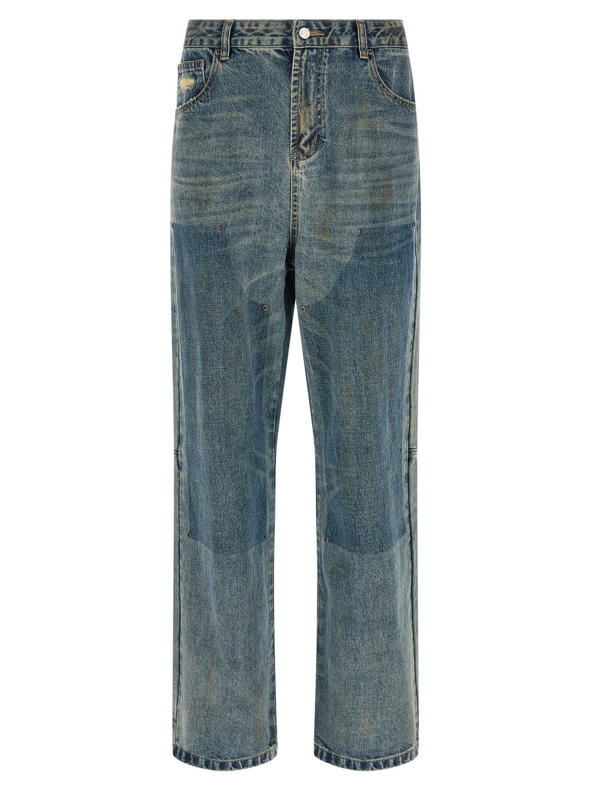 FOUND Blue Cotton Straight-Leg Jeans