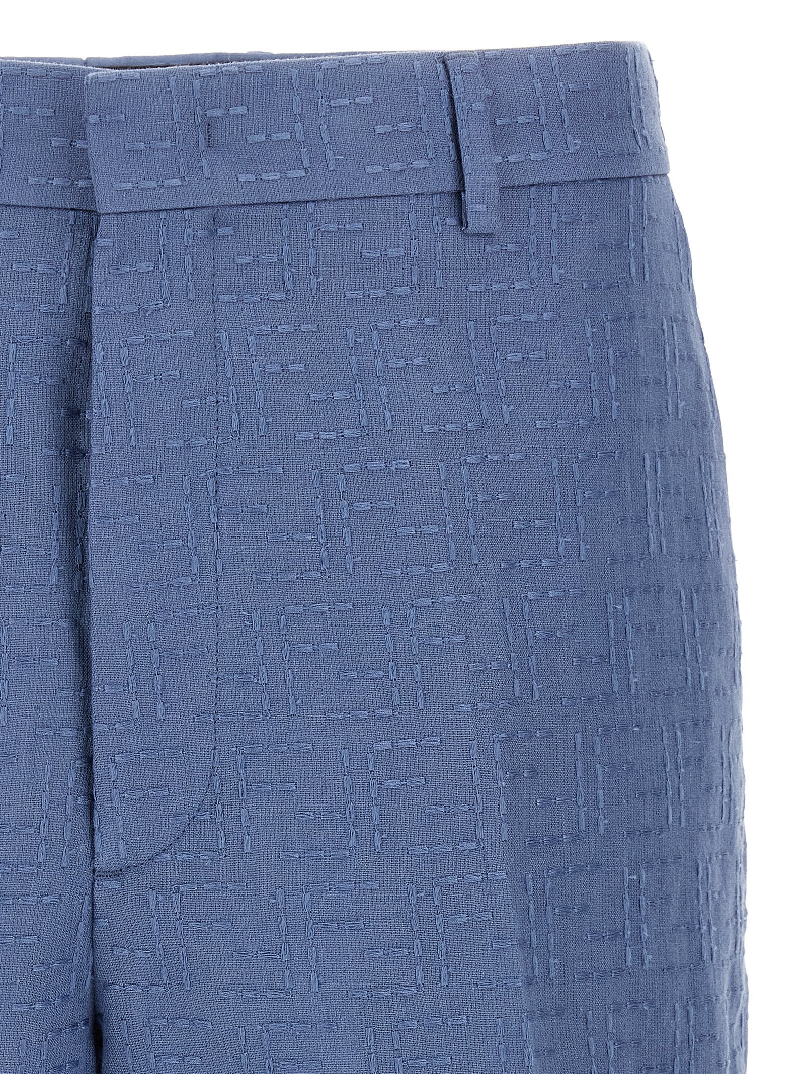 Fendi Blue Linen Bermuda Shorts