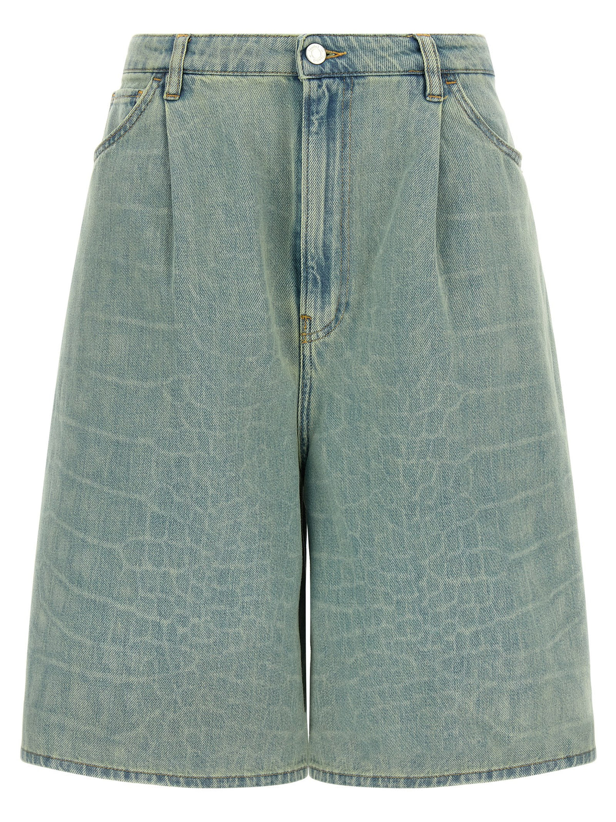 NUDE Blue Cotton Bermuda Shorts