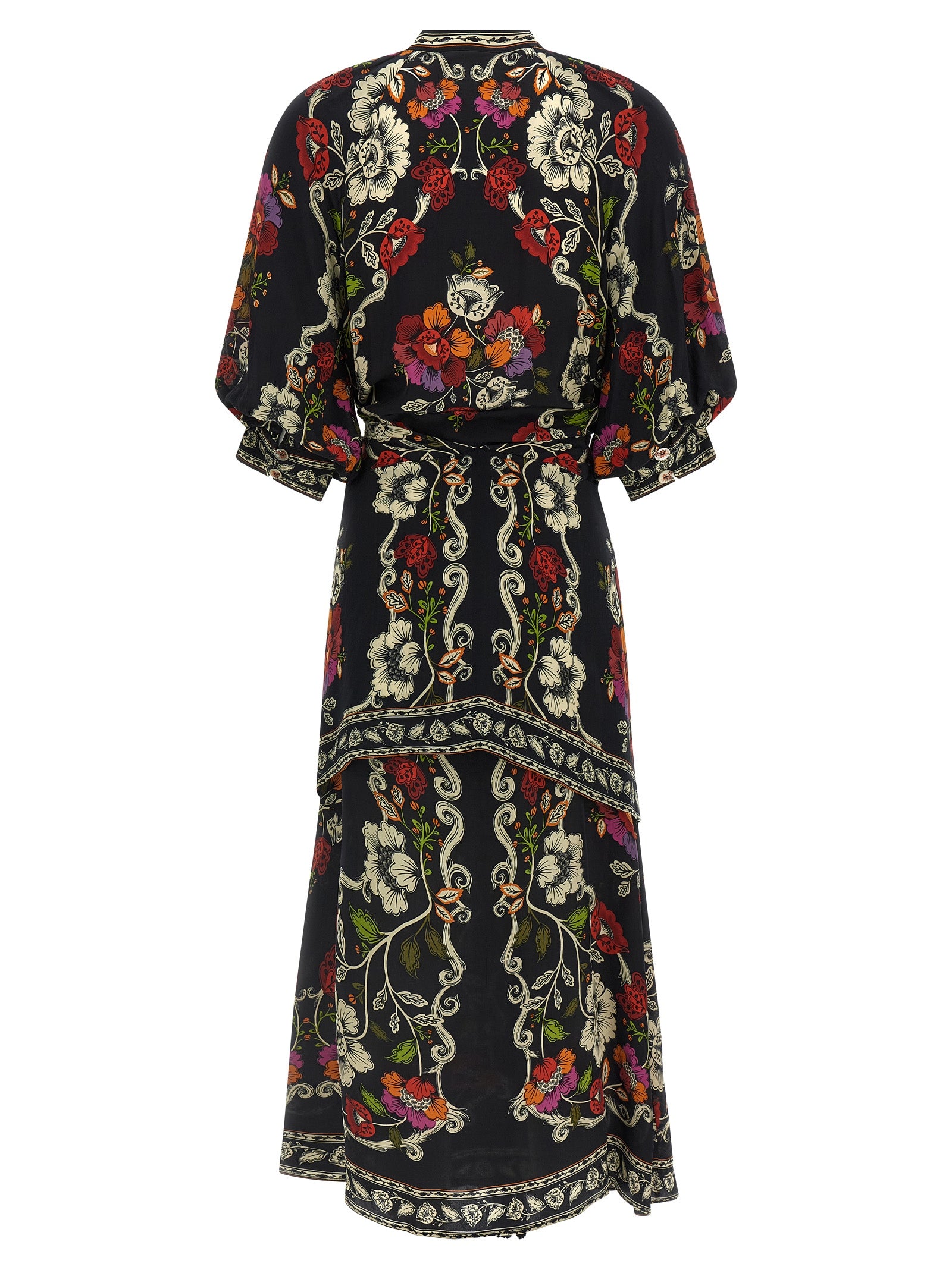 FARM RIO Black Viscose Midi Dress