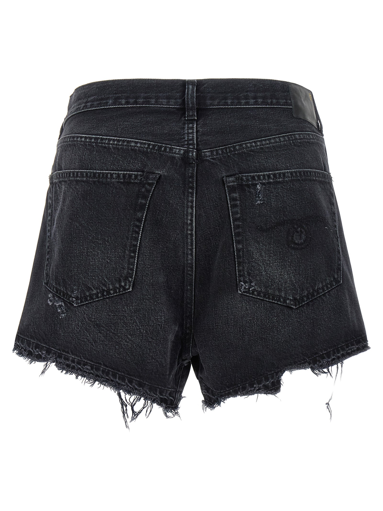 R13 Black Cotton Bermuda Shorts