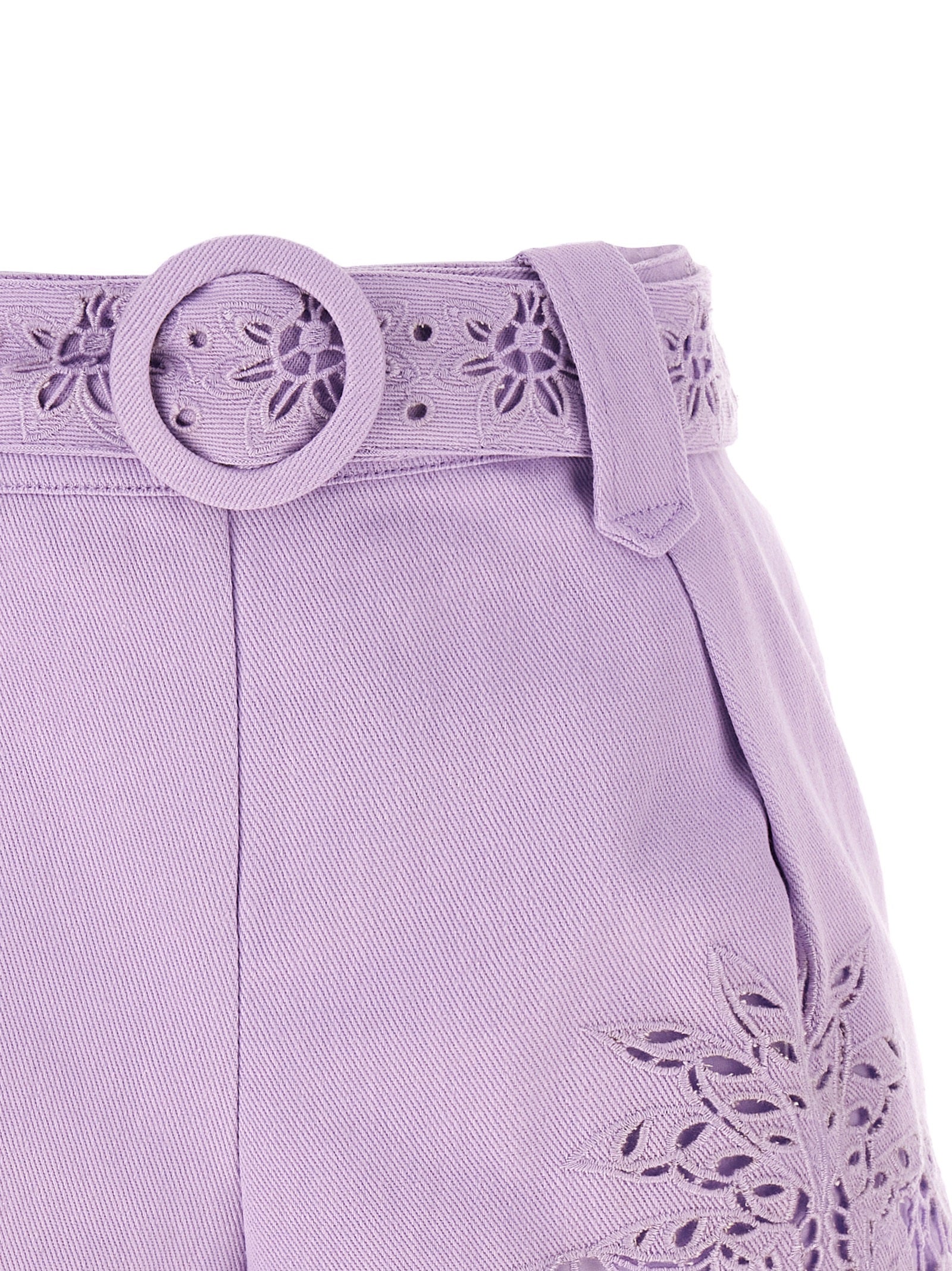 FARM RIO Purple Linen Bermuda Shorts