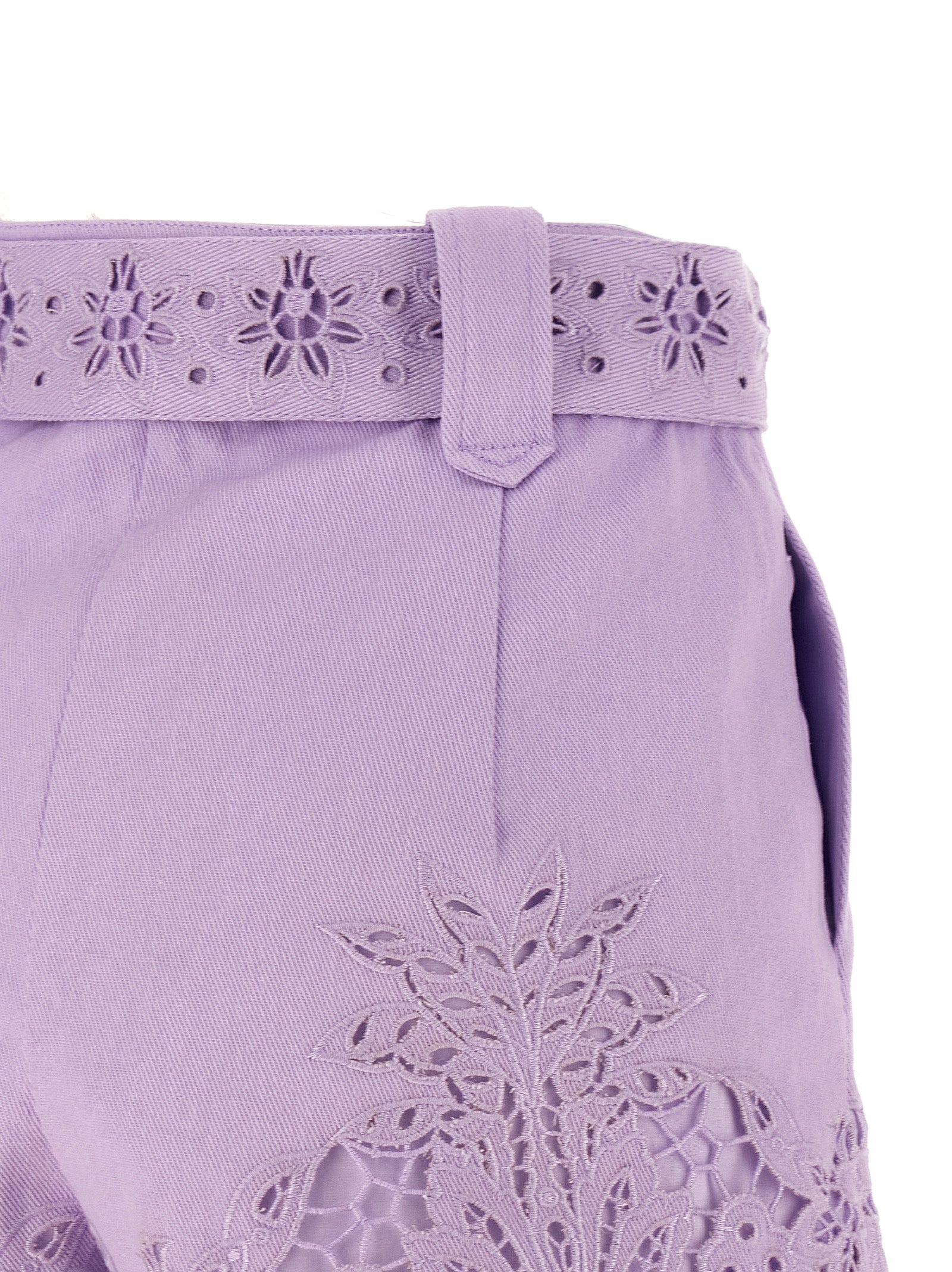 FARM RIO Purple Linen Bermuda Shorts
