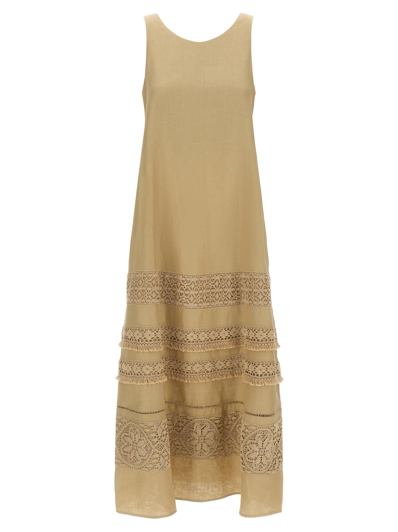 Max Mara Beige Linen Long Dress