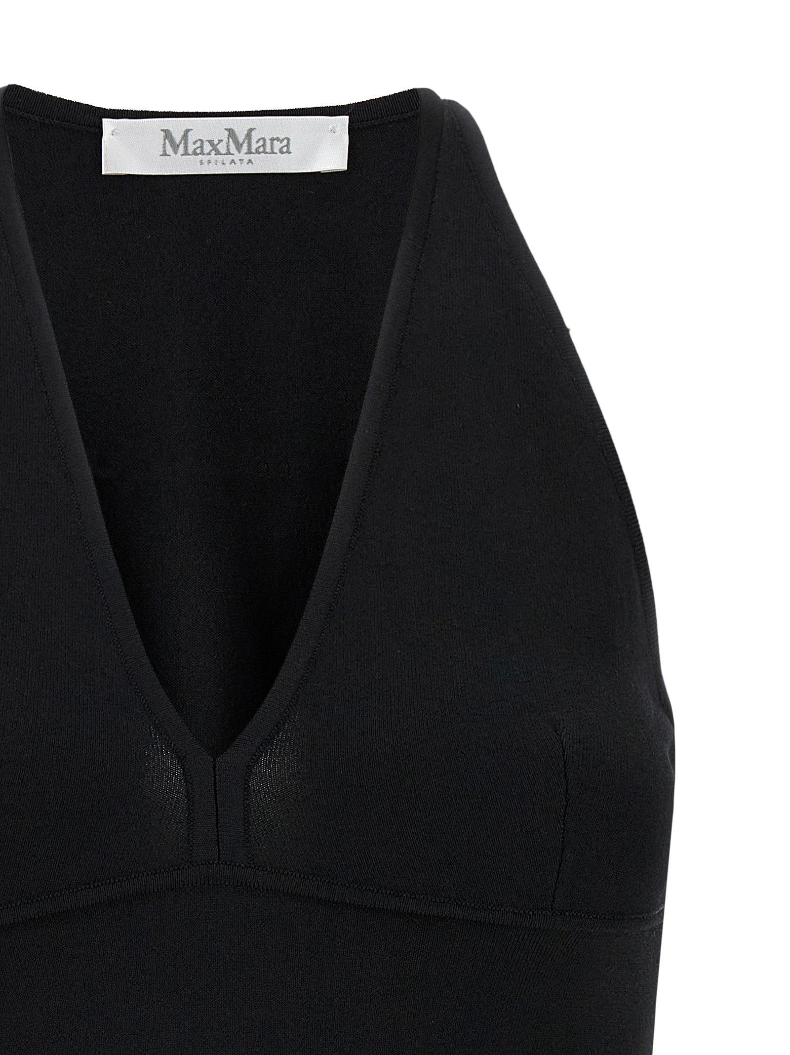 Max Mara Black Viscose Sleeveles T-Shirt