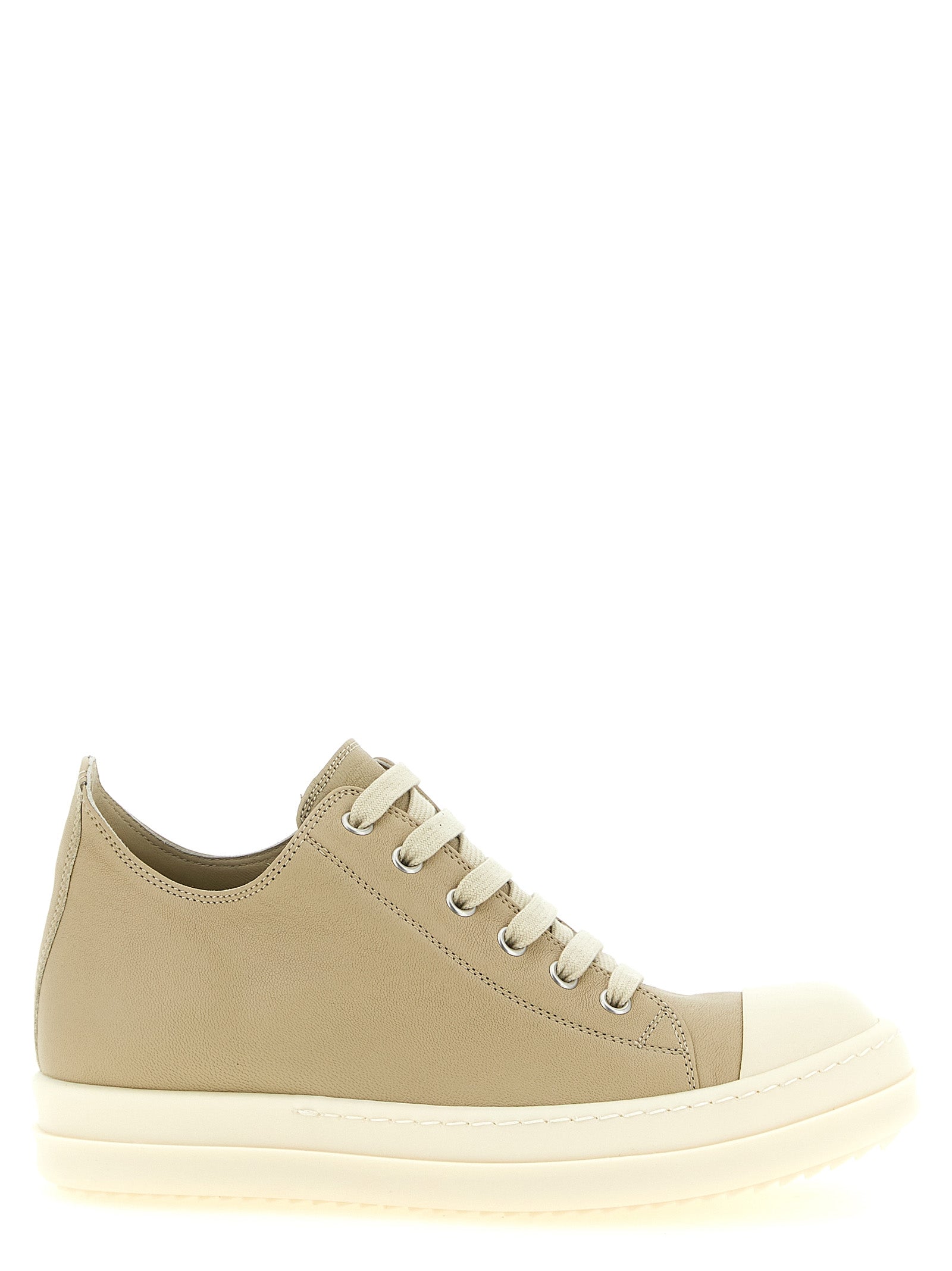 Rick Owens Beige Ramie Low Top Sneakers