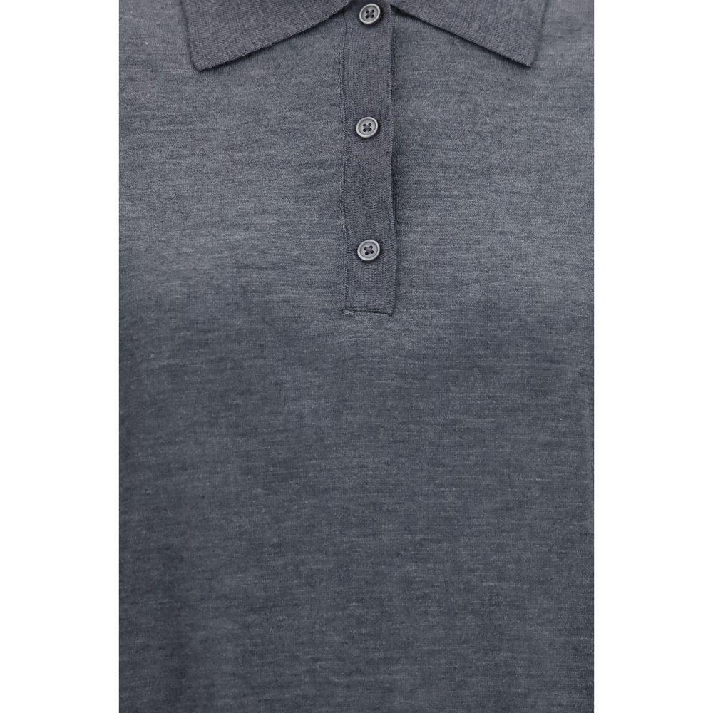 Loulou De Saison Gray Cashmere Polo Shirt