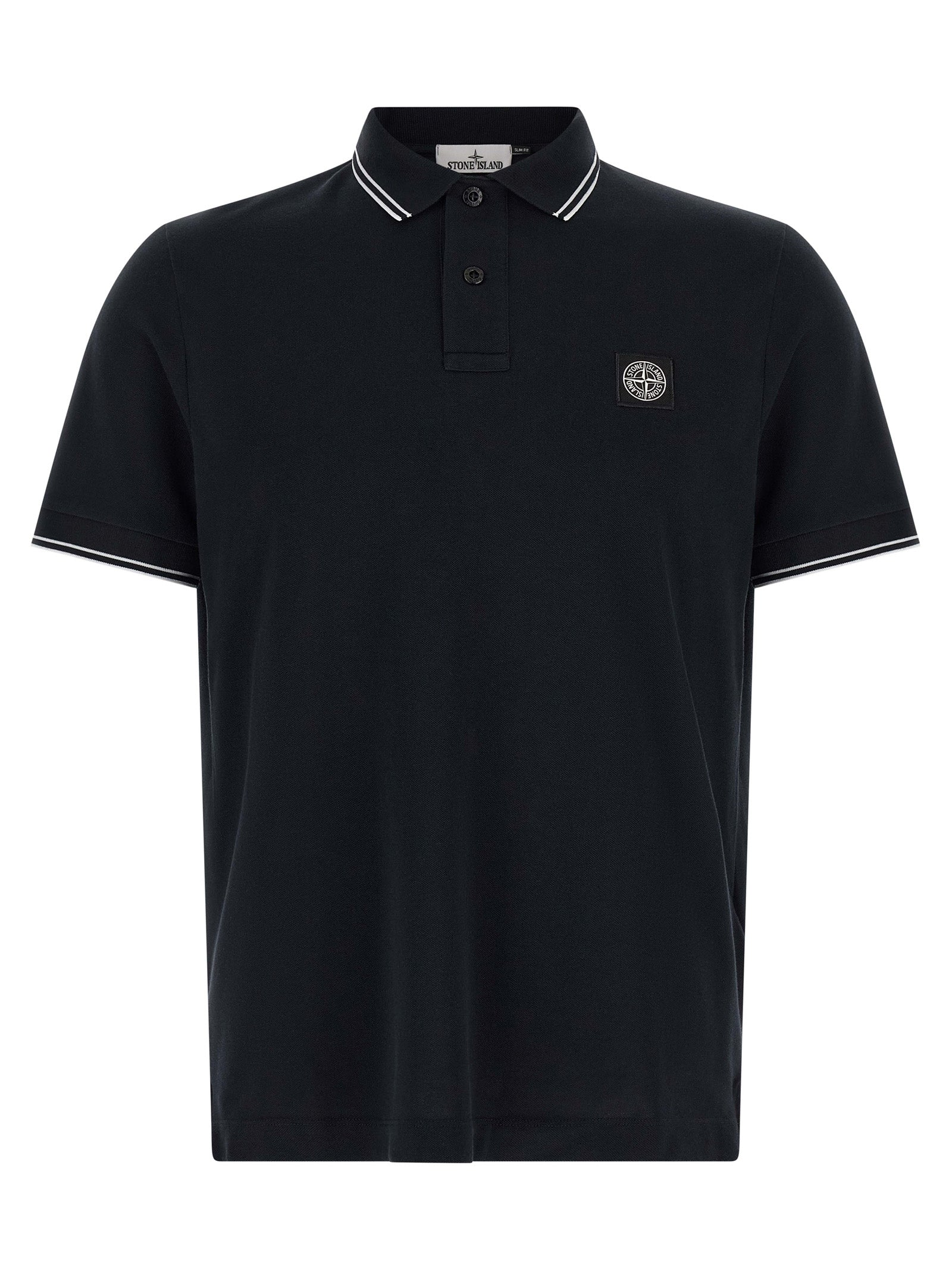 Stone Island Blue Cotton Polo Shirt