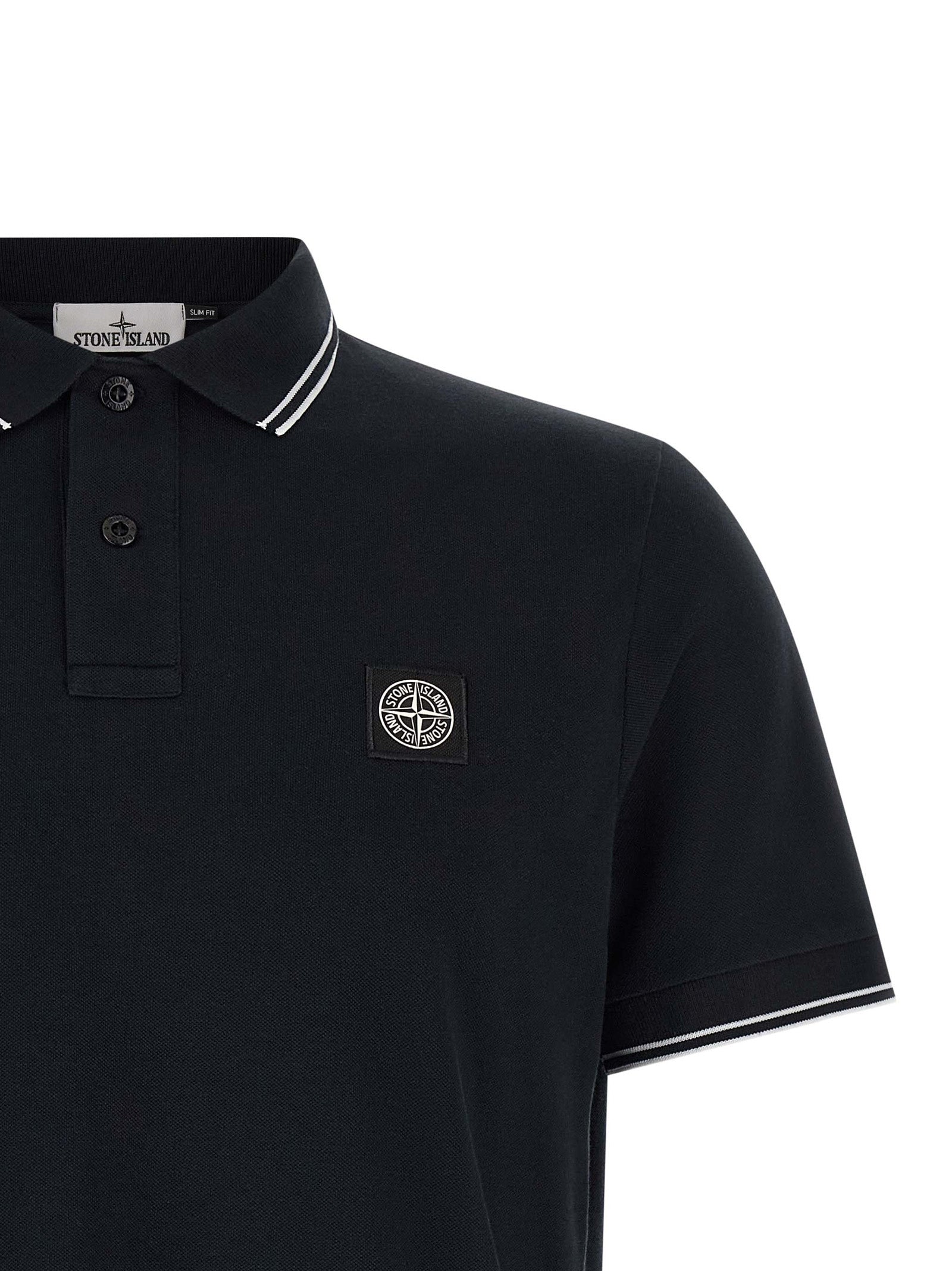 Stone Island Blue Cotton Polo Shirt