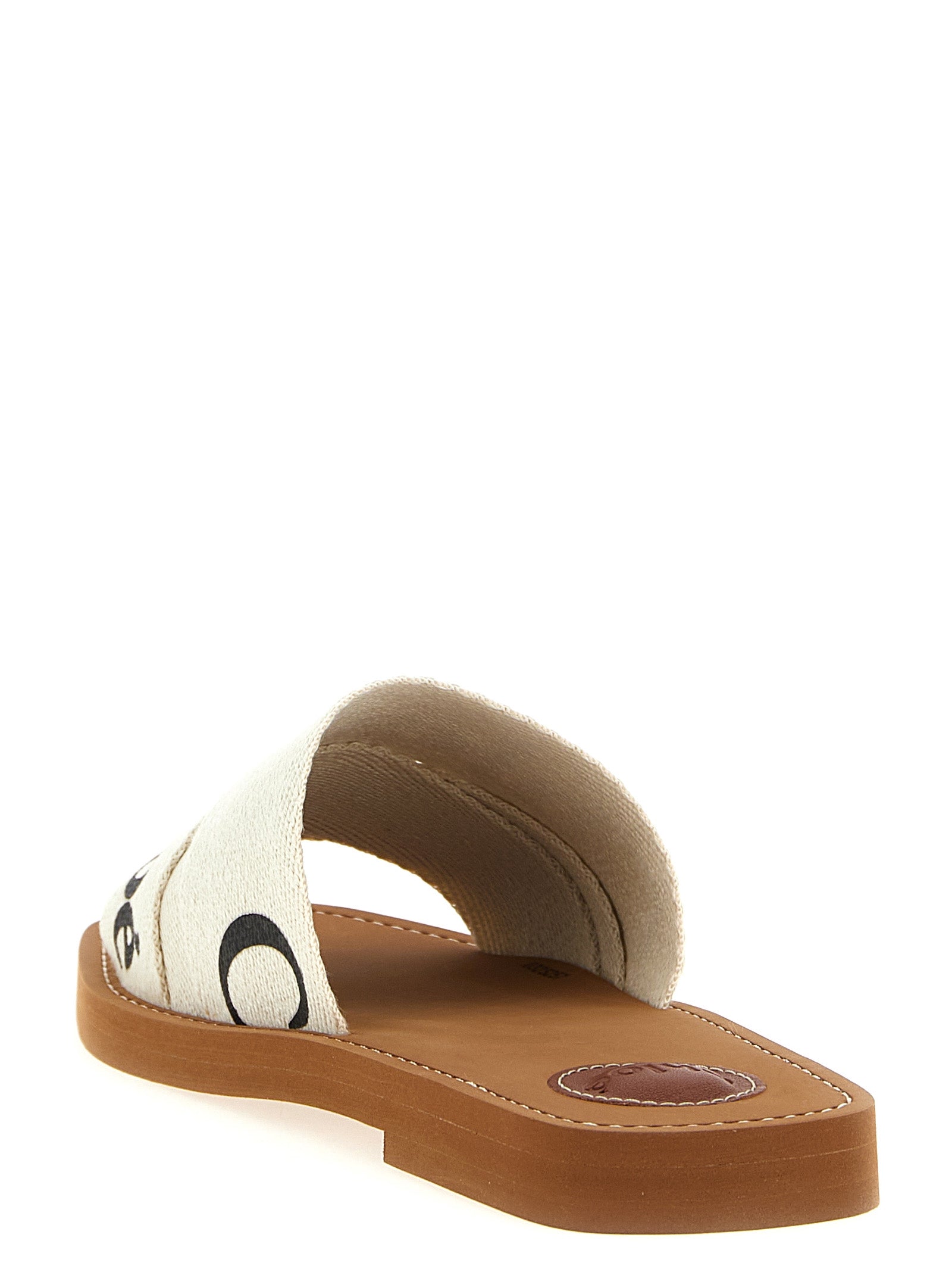 Chloé White Linen Flat Sandals