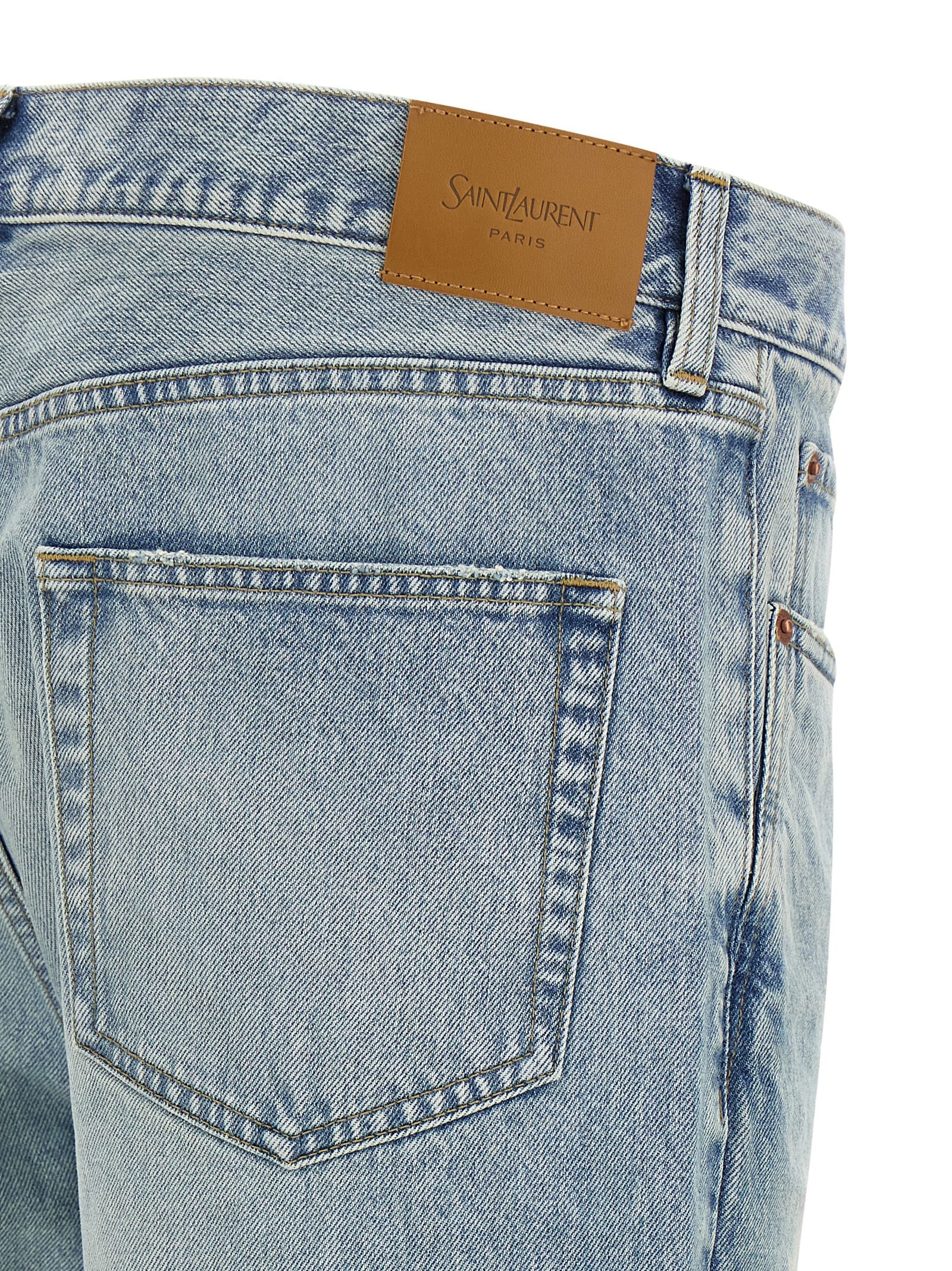 Saint Laurent Blue Cotton Straight-Leg Jeans