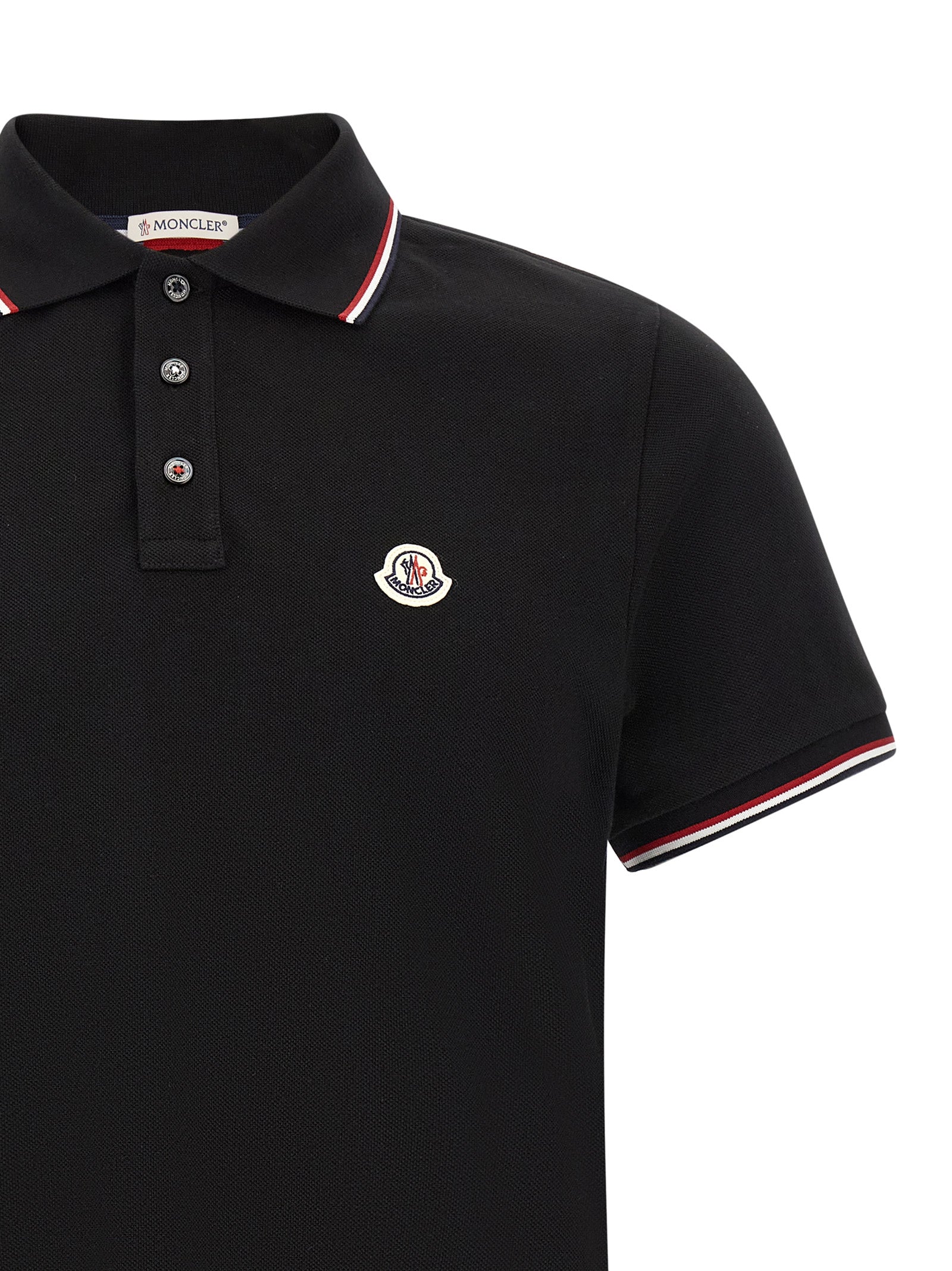 Moncler Black Cotton Polo Shirt