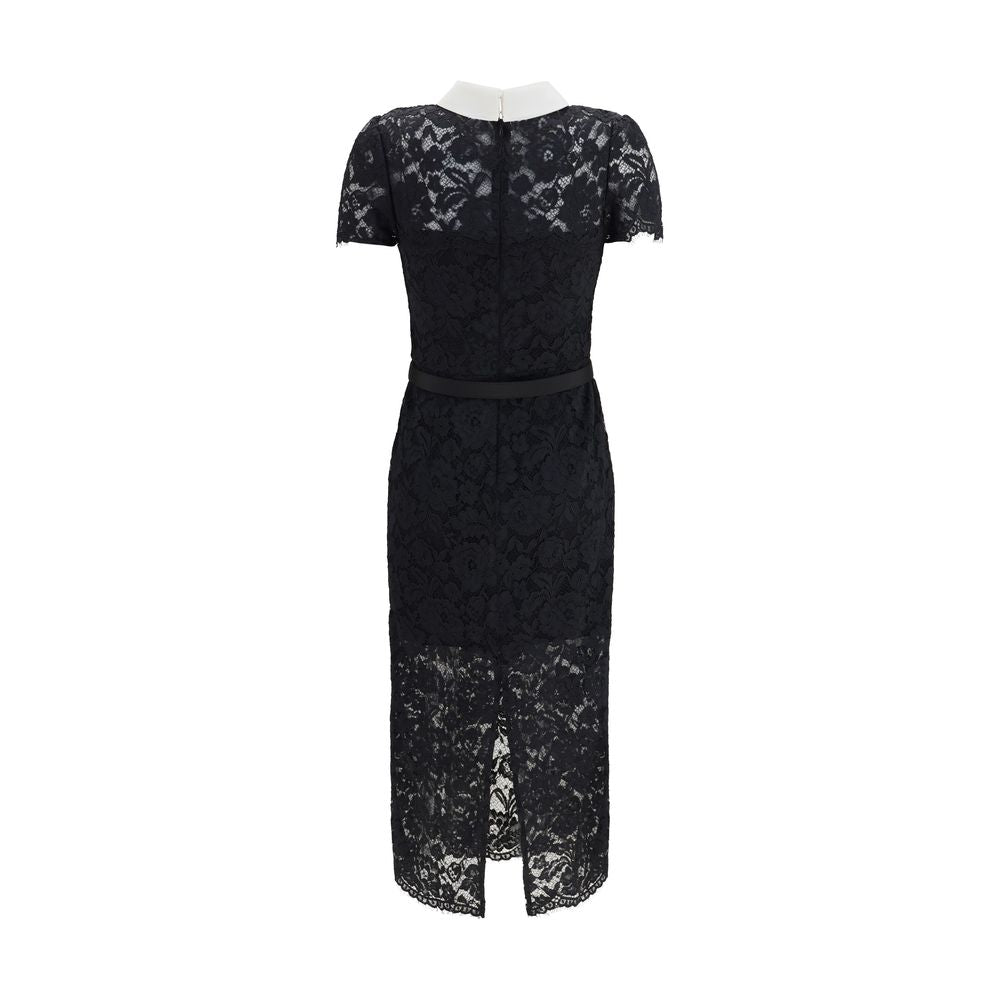 Self-Portrait Black Polyester Casual Dress