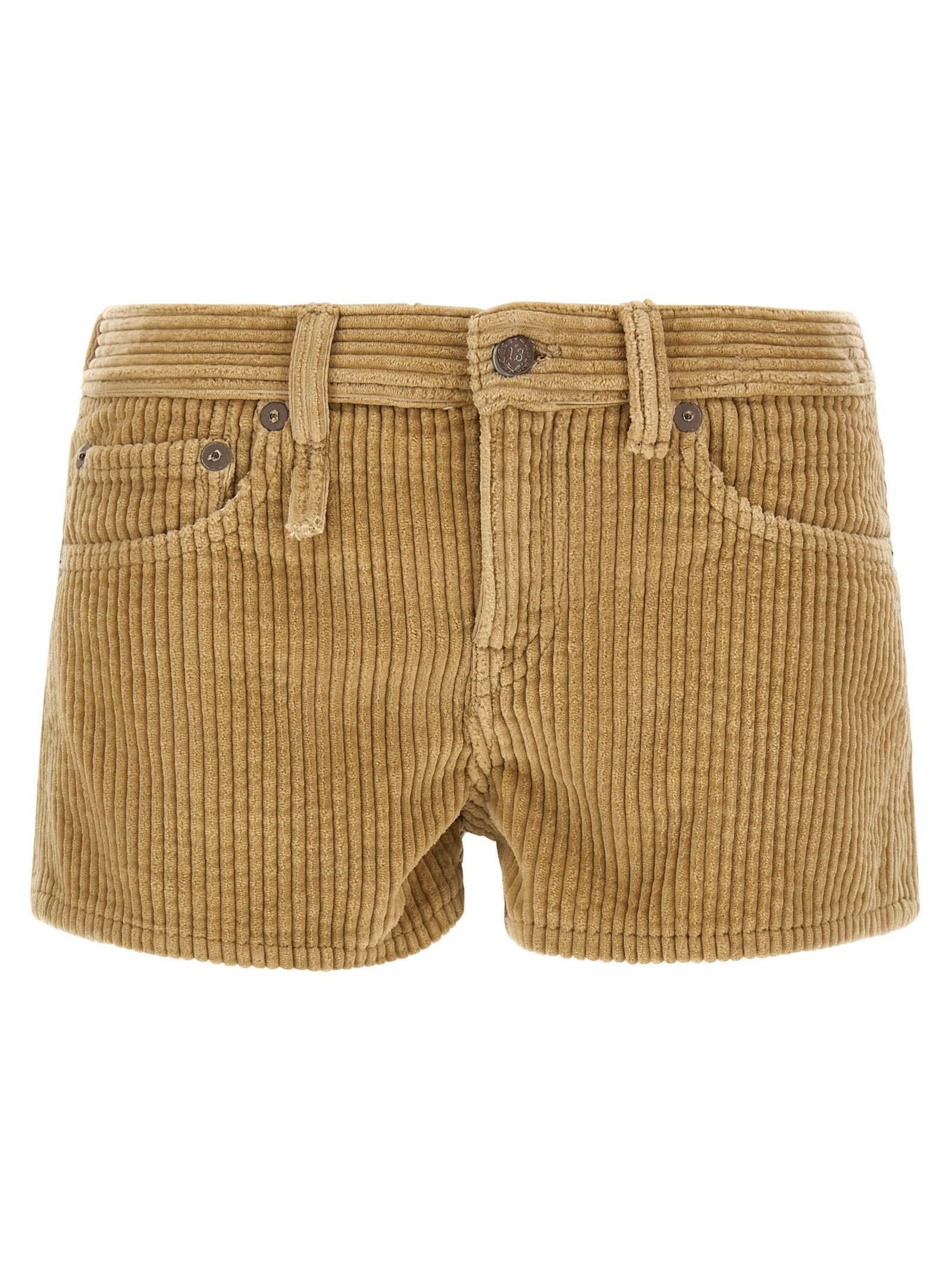 R13 Beige Cotton Bermuda Shorts