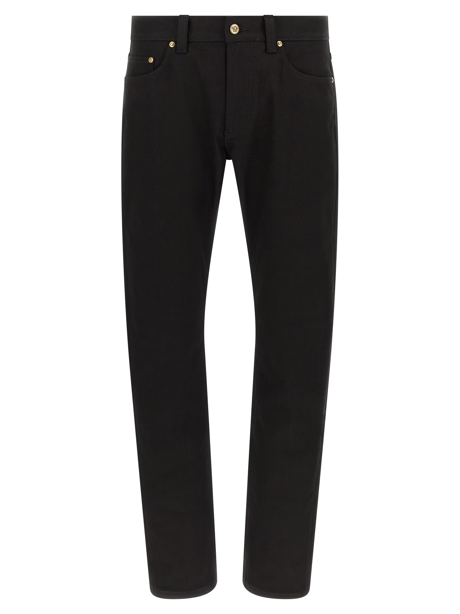 Versace Black Cotton Straight-Leg Jeans