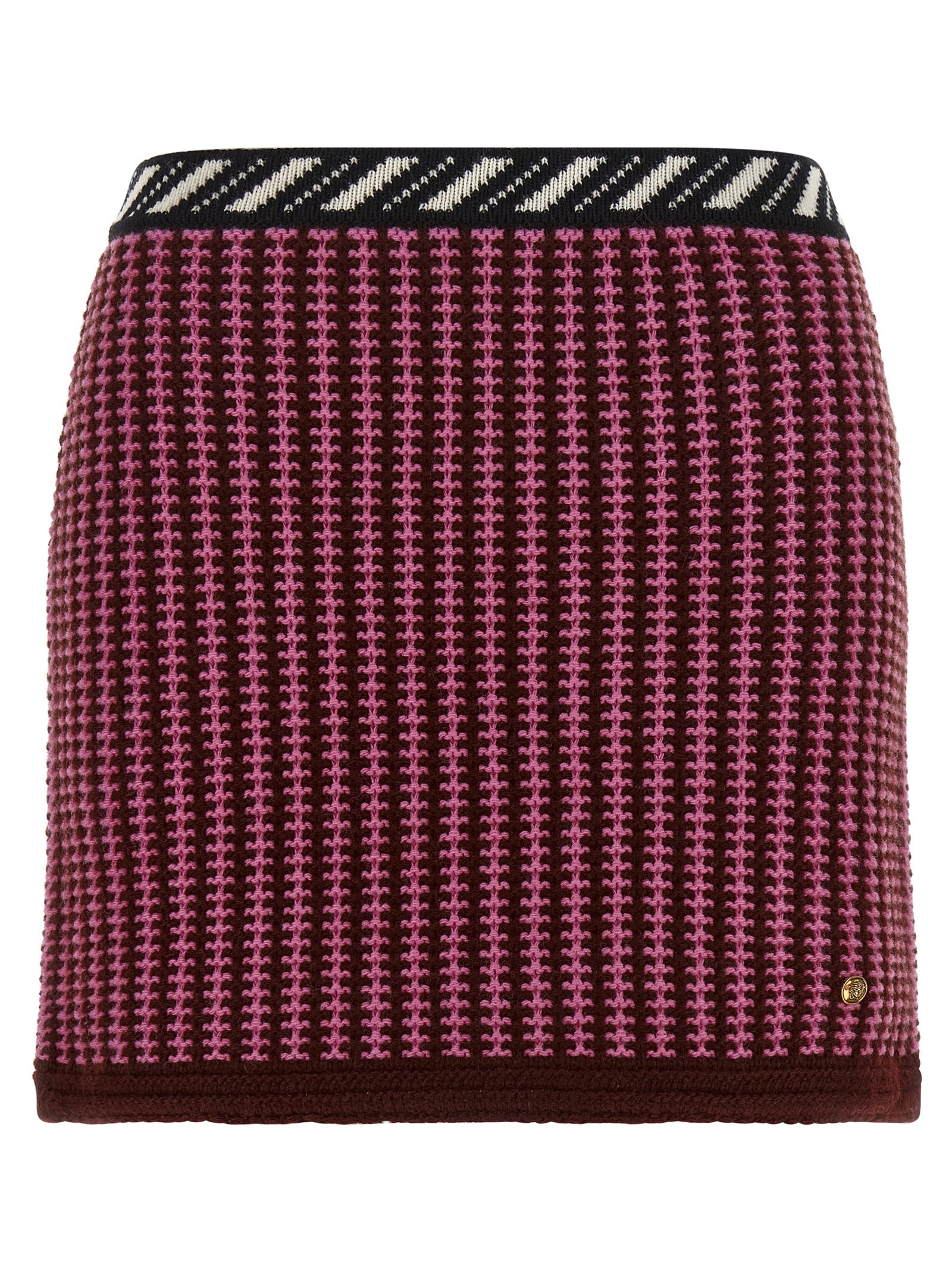 Versace Multicolor Virgin Wool Long Skirt