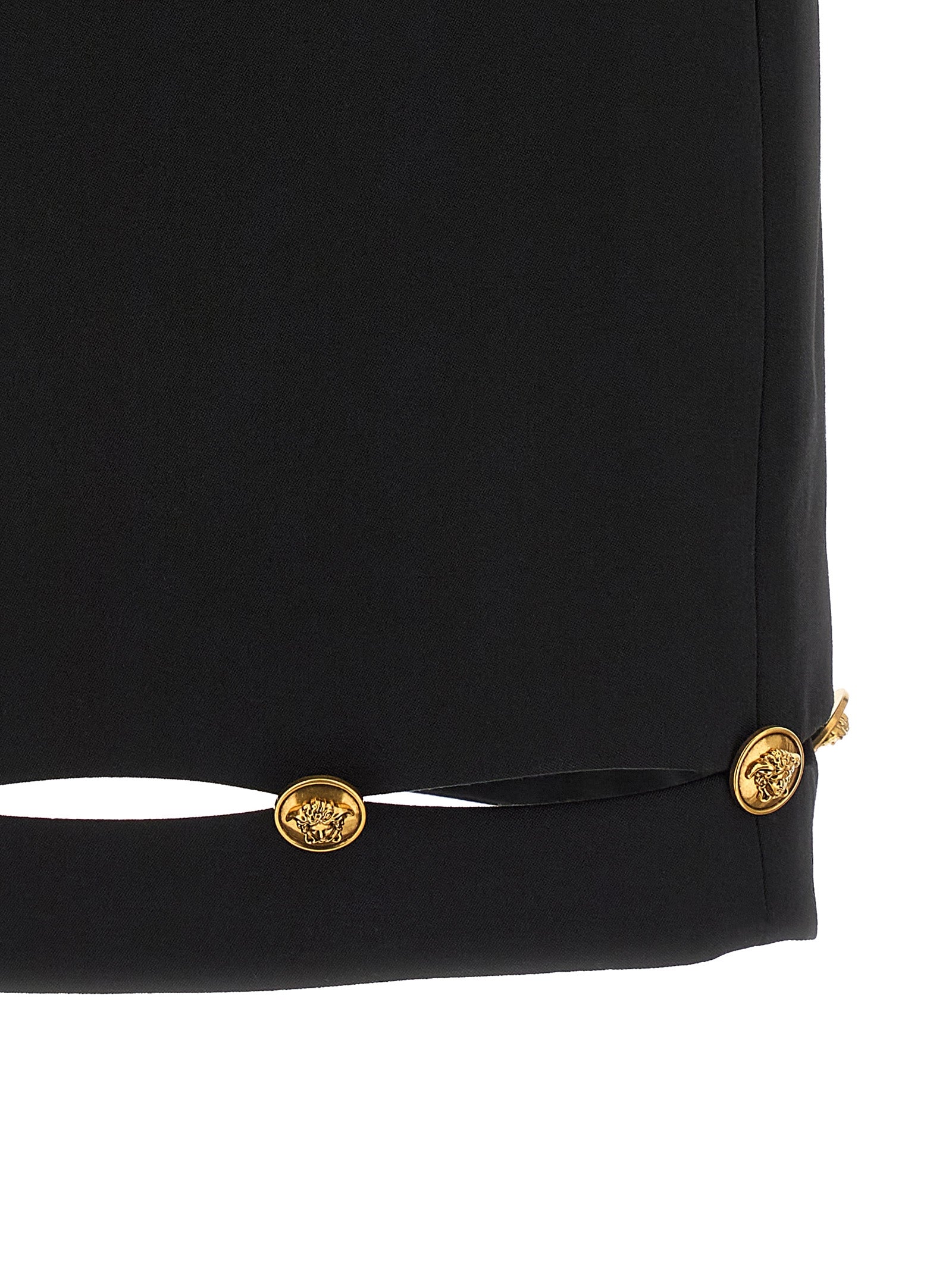 Versace Black Virgin Wool Long Skirt