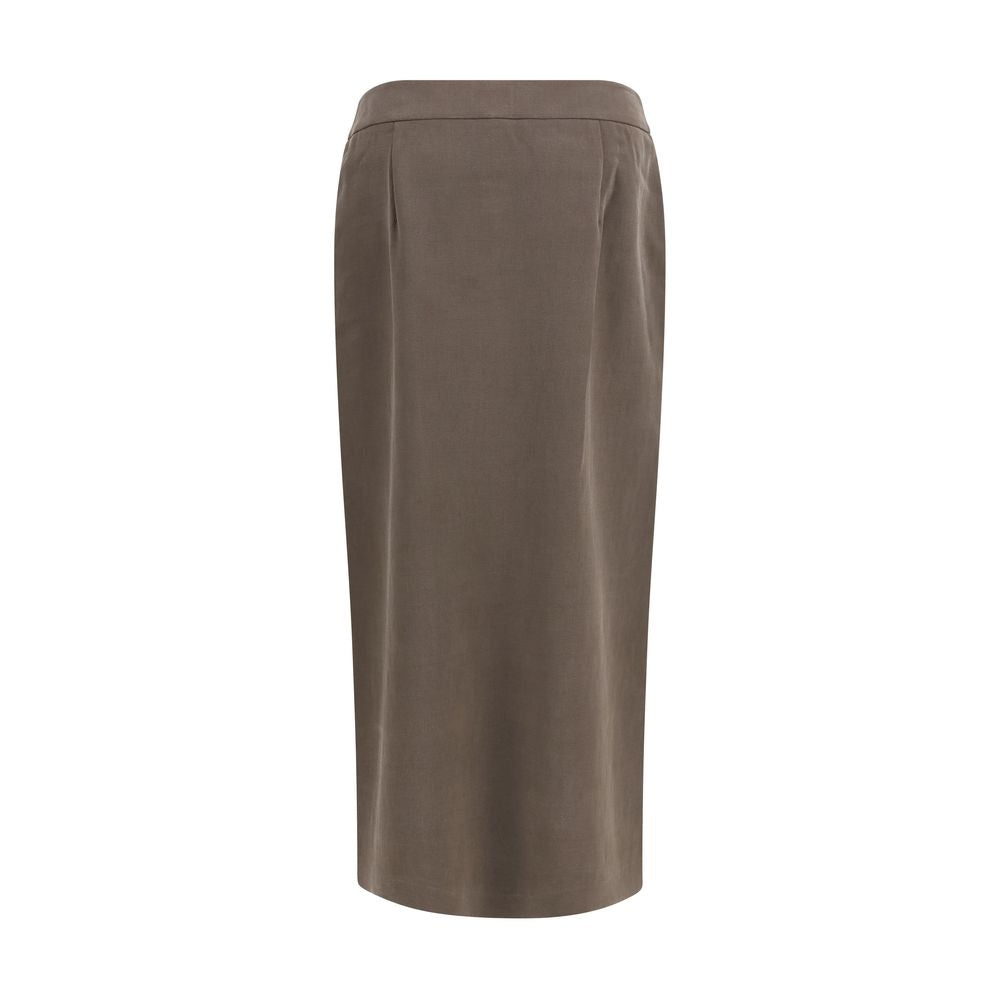 Giorgio Armani Brown Silk Long Skirt